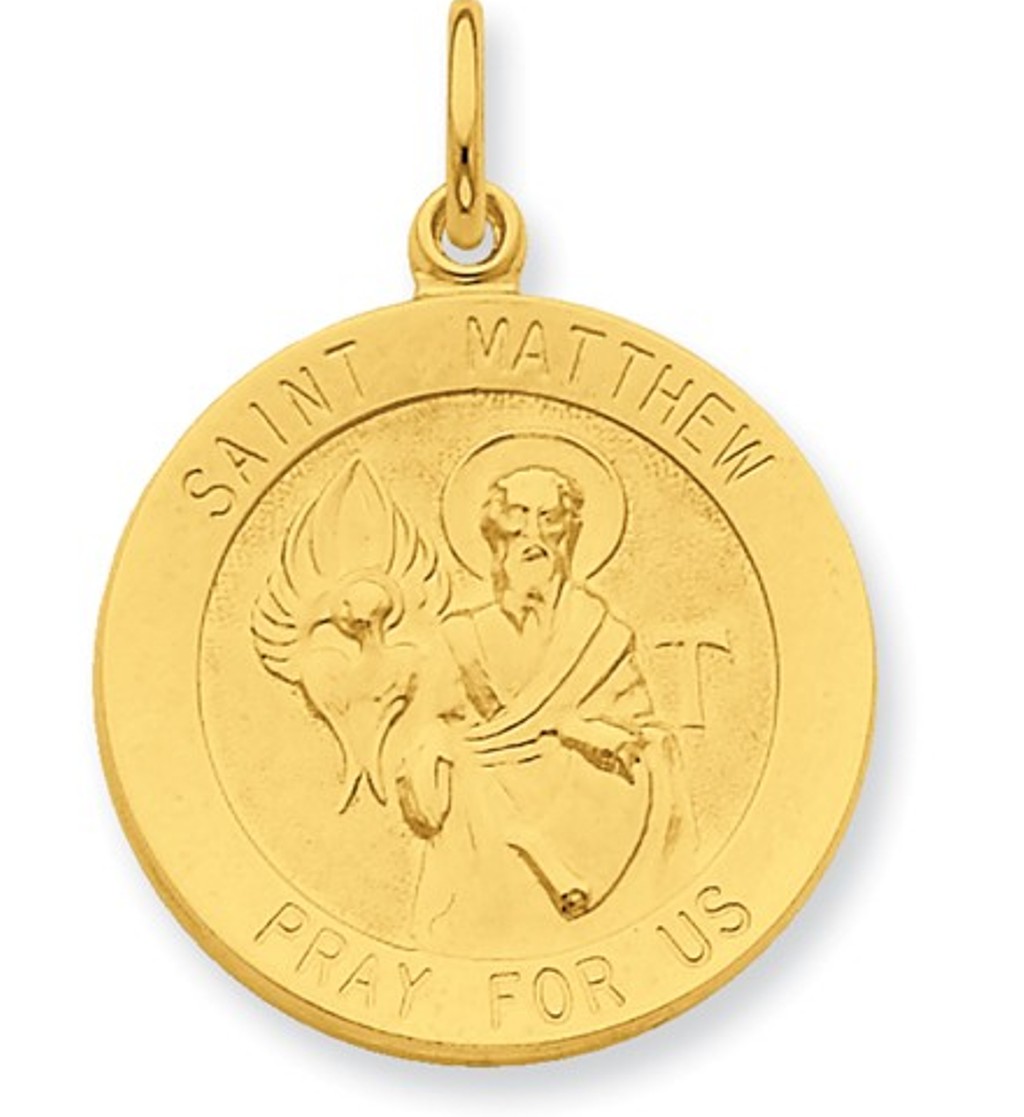 24k Gold-plated Sterling Silver Saint Matthew Medal