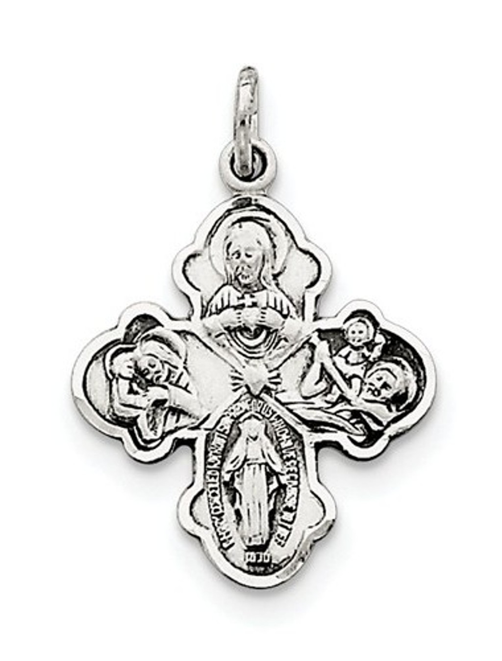 Sterling Silver Antiqued 4-Way Medal (25X18MM)
