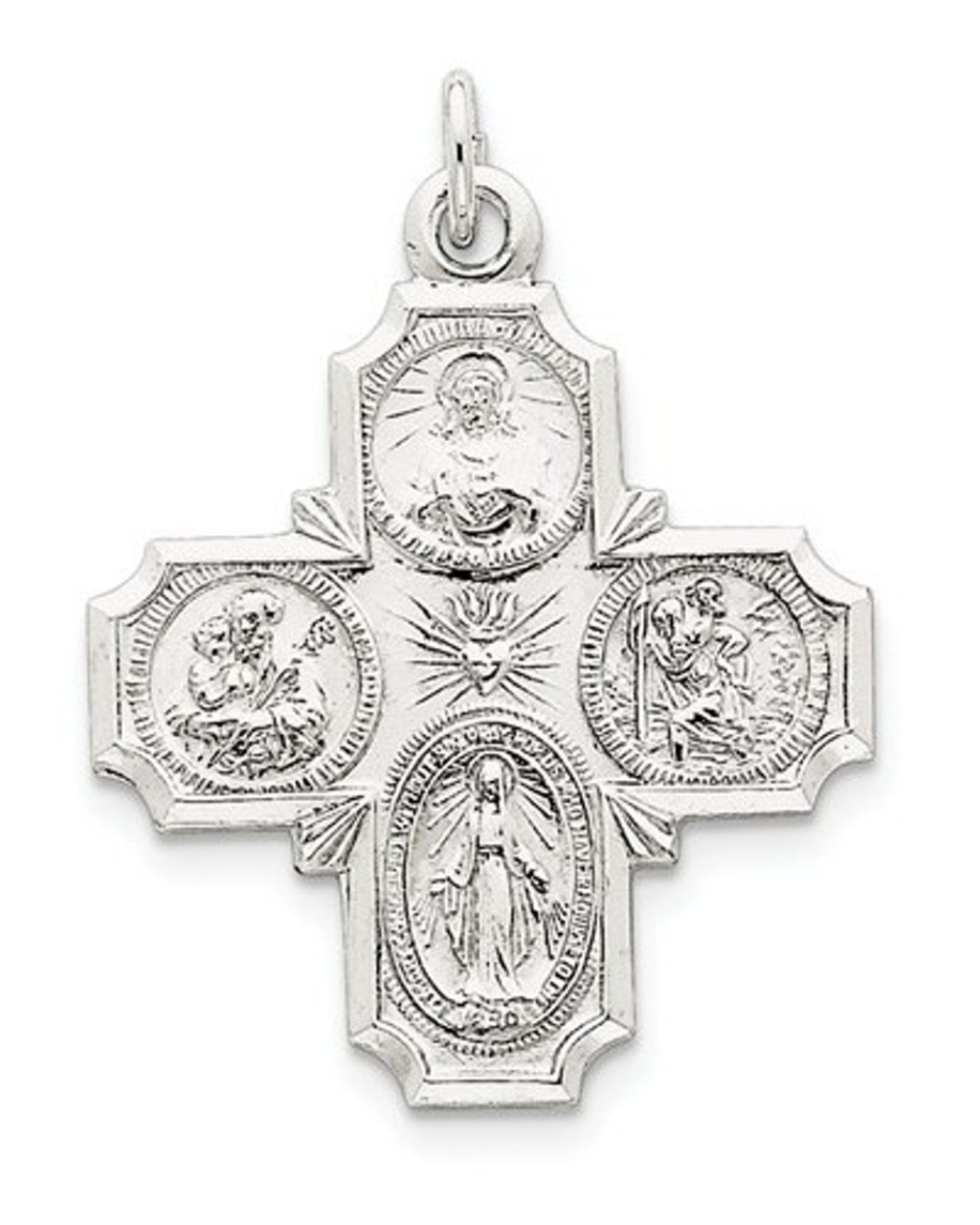 Sterling Silver 4-Way Cross Medal (35X30MM)