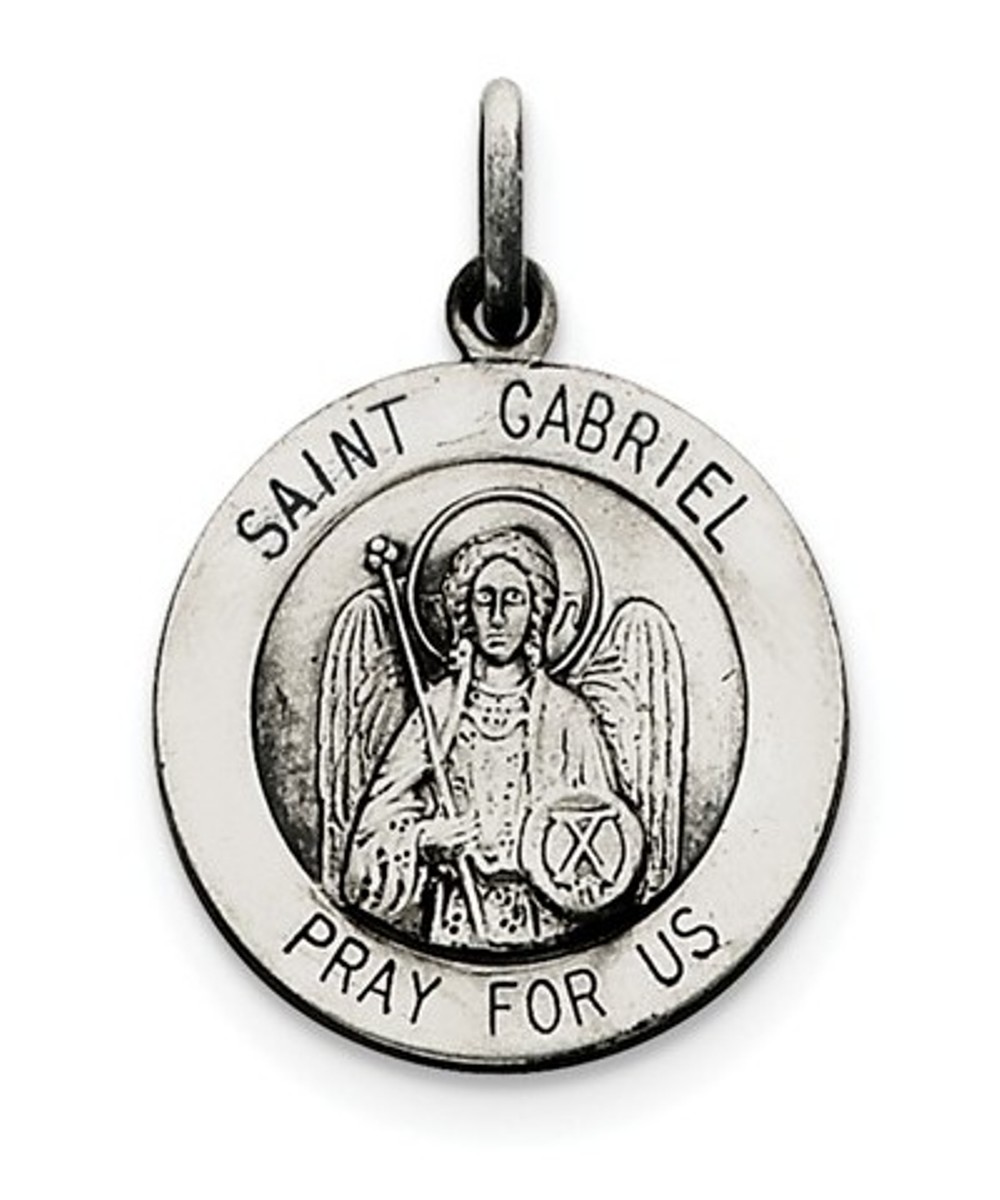 Sterling Silver Antiqued Saint Gabriel Medal (25x20MM)
