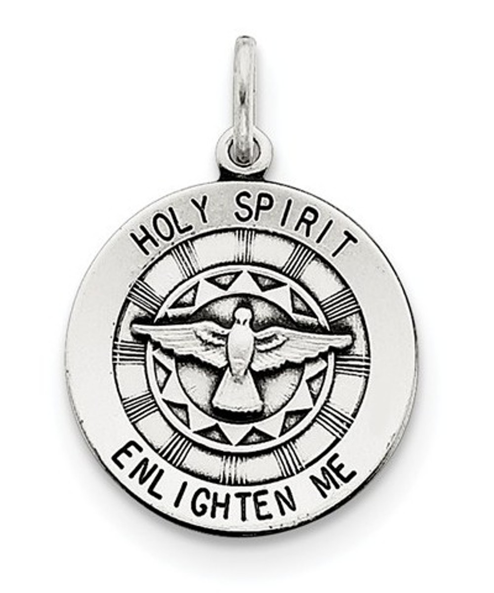 Sterling Silver Antiqued Holy Spirit Dove Medal (20X19MM)
