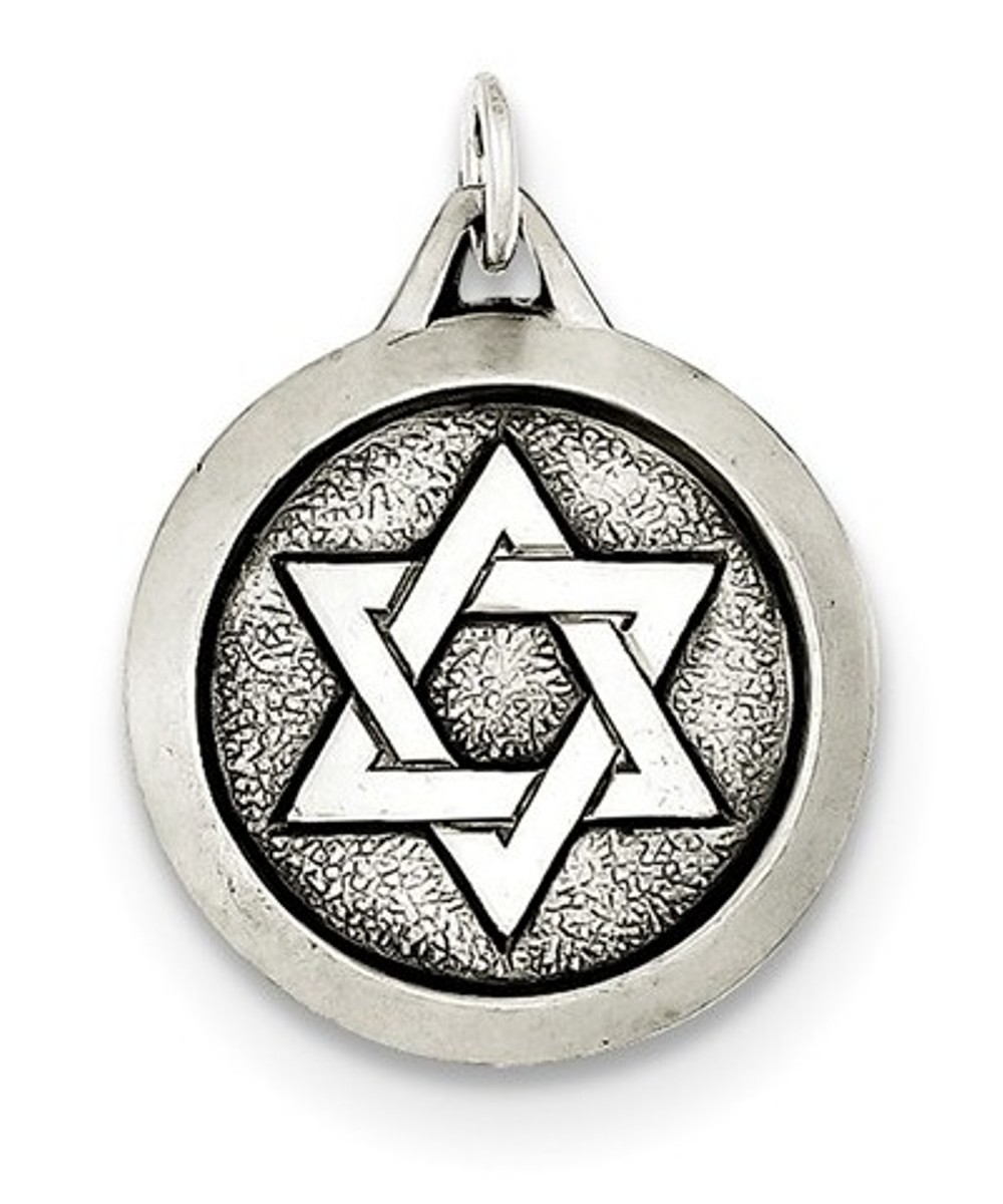 Sterling Silver Antiqued Star Of David Medal (21X18MM)
