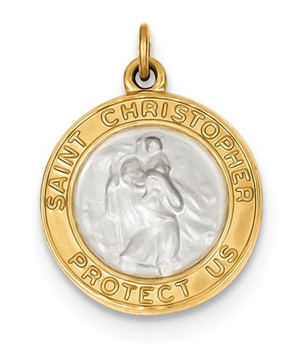 Rhodium-Plated Sterling Silver St. Christopher Medal (21X18MM)