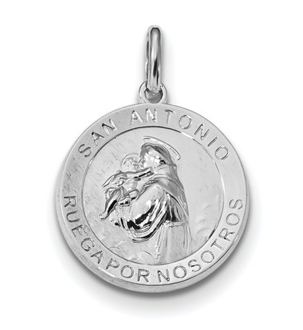 Sterling Silver Rhodium-plated Spanish St. Anthony Medal Pendant