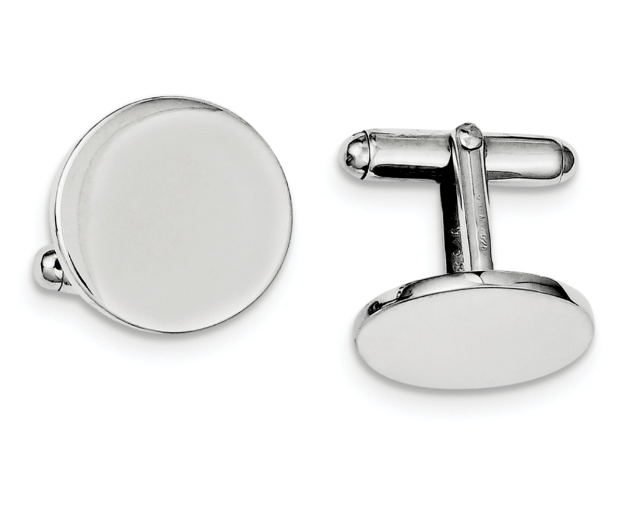 Rhodium-Plated Sterling Silver Italian Round Cufflinks