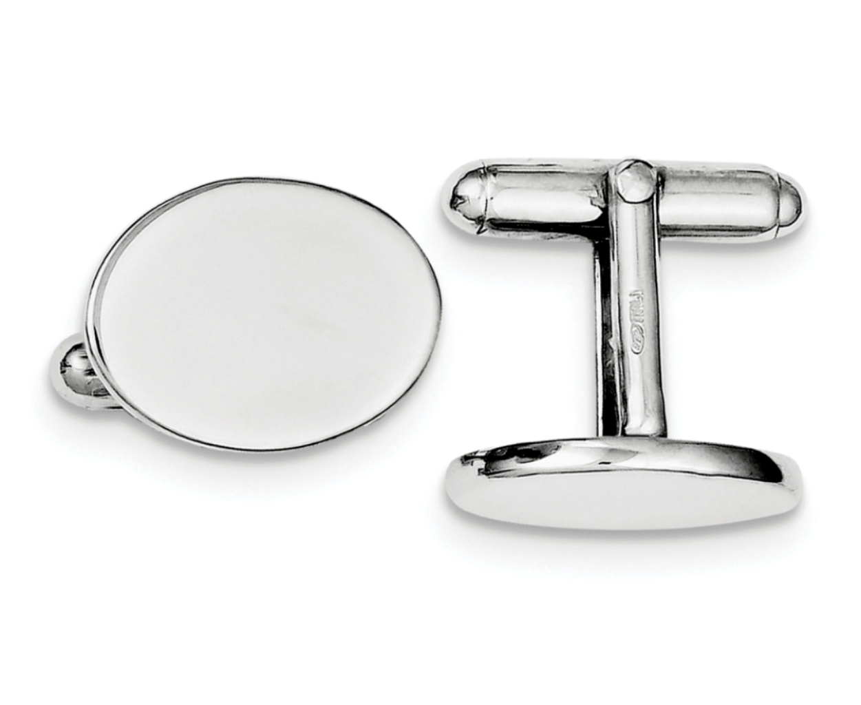 Rhodium-Plated Sterling Silver Italian Oval Cufflinks