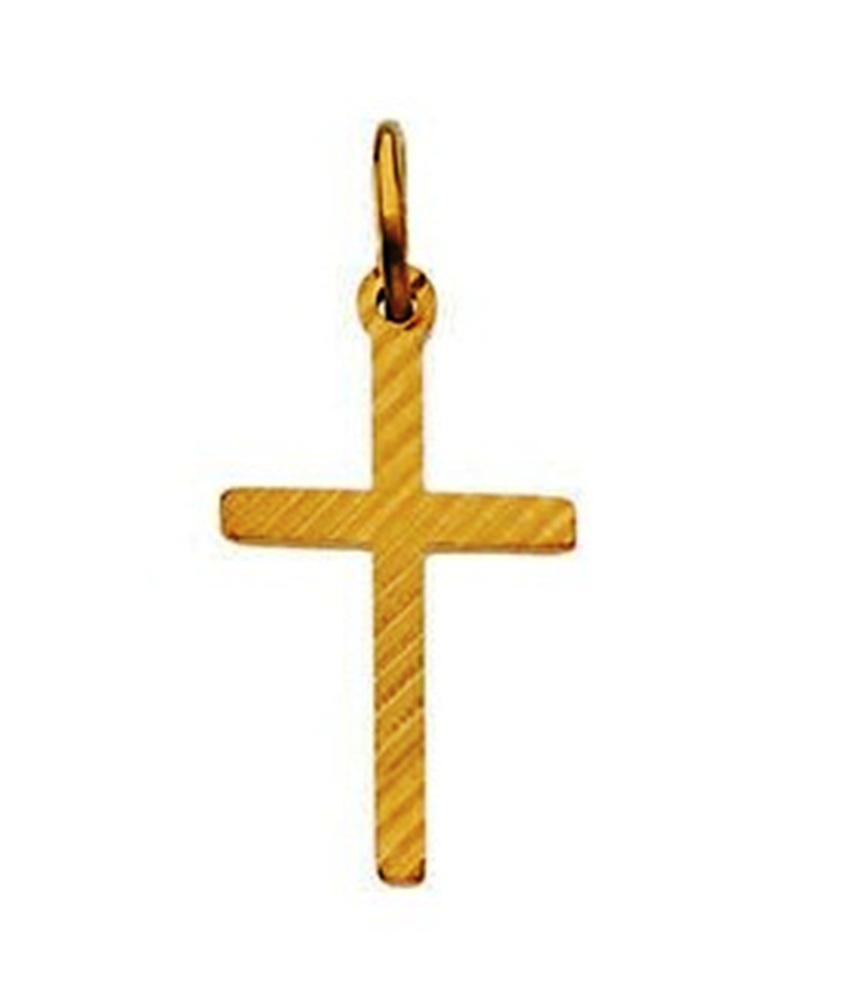 Childrens 14k Yellow Gold Cross Pendant with Design