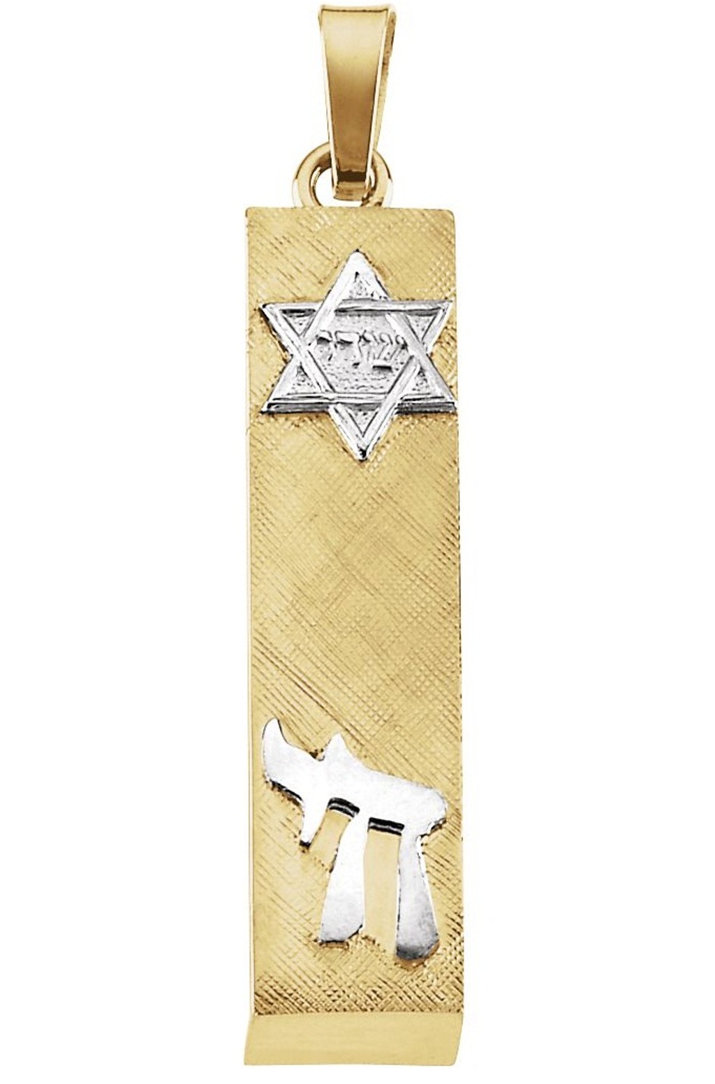 Florentine Two-Tone Mezuzah Pendant 14k Yellow and White Gold Pendant