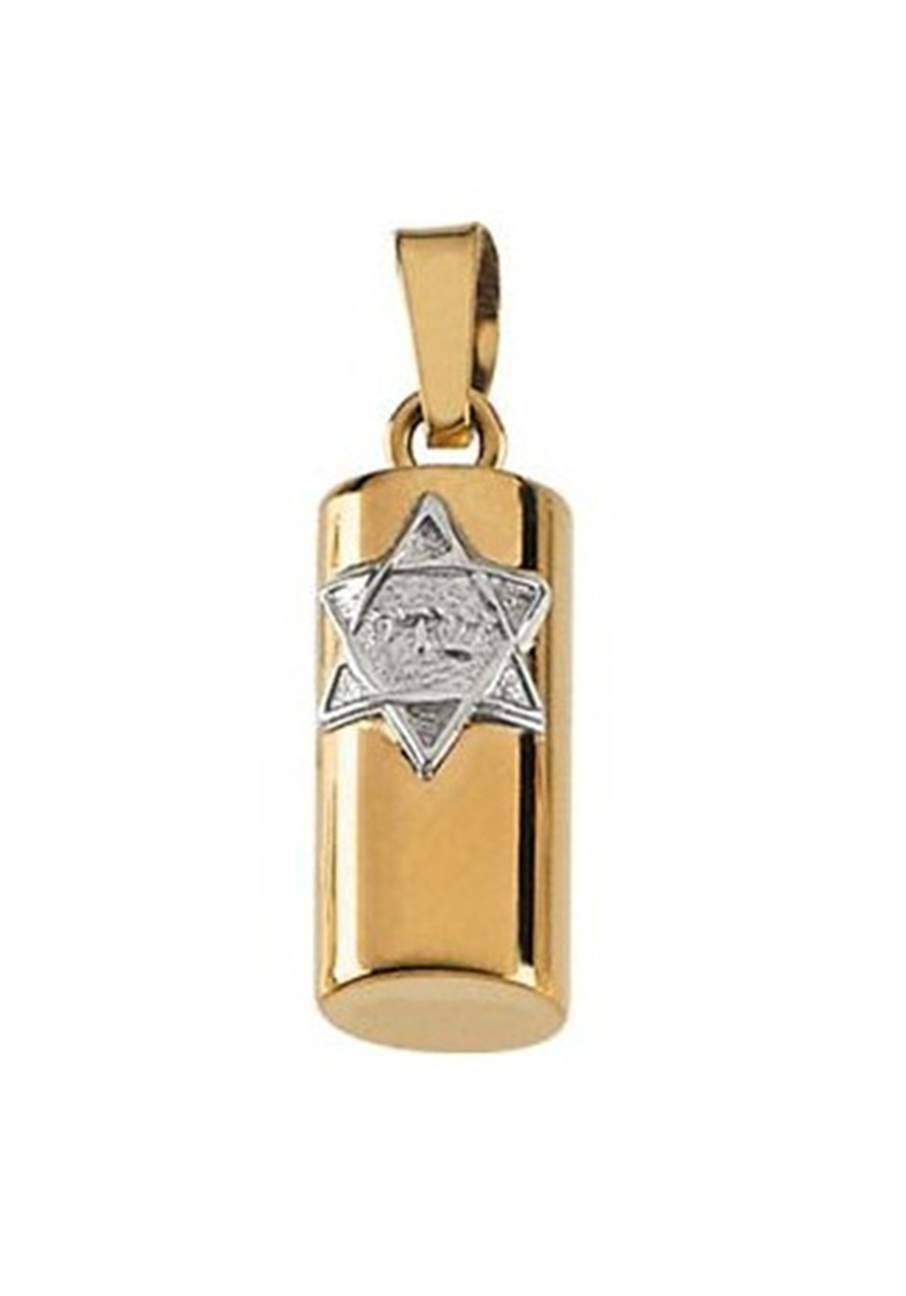 Two Tone Mezuzah 14k Yellow and White Gold Pendant