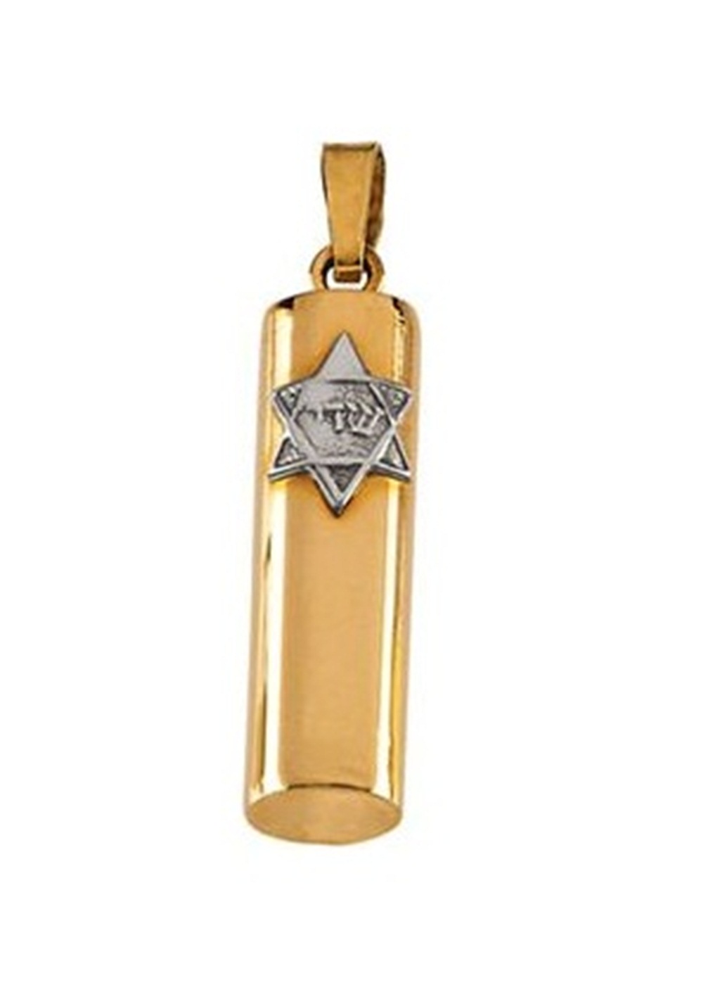 Two Tone Mezuzah 14k Yellow and White Gold Pendant