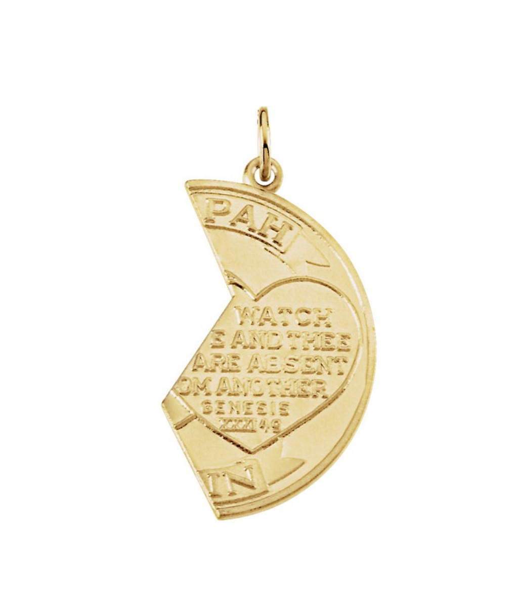 Miz Pah Coin Right Pendant,14K Yellow Gold