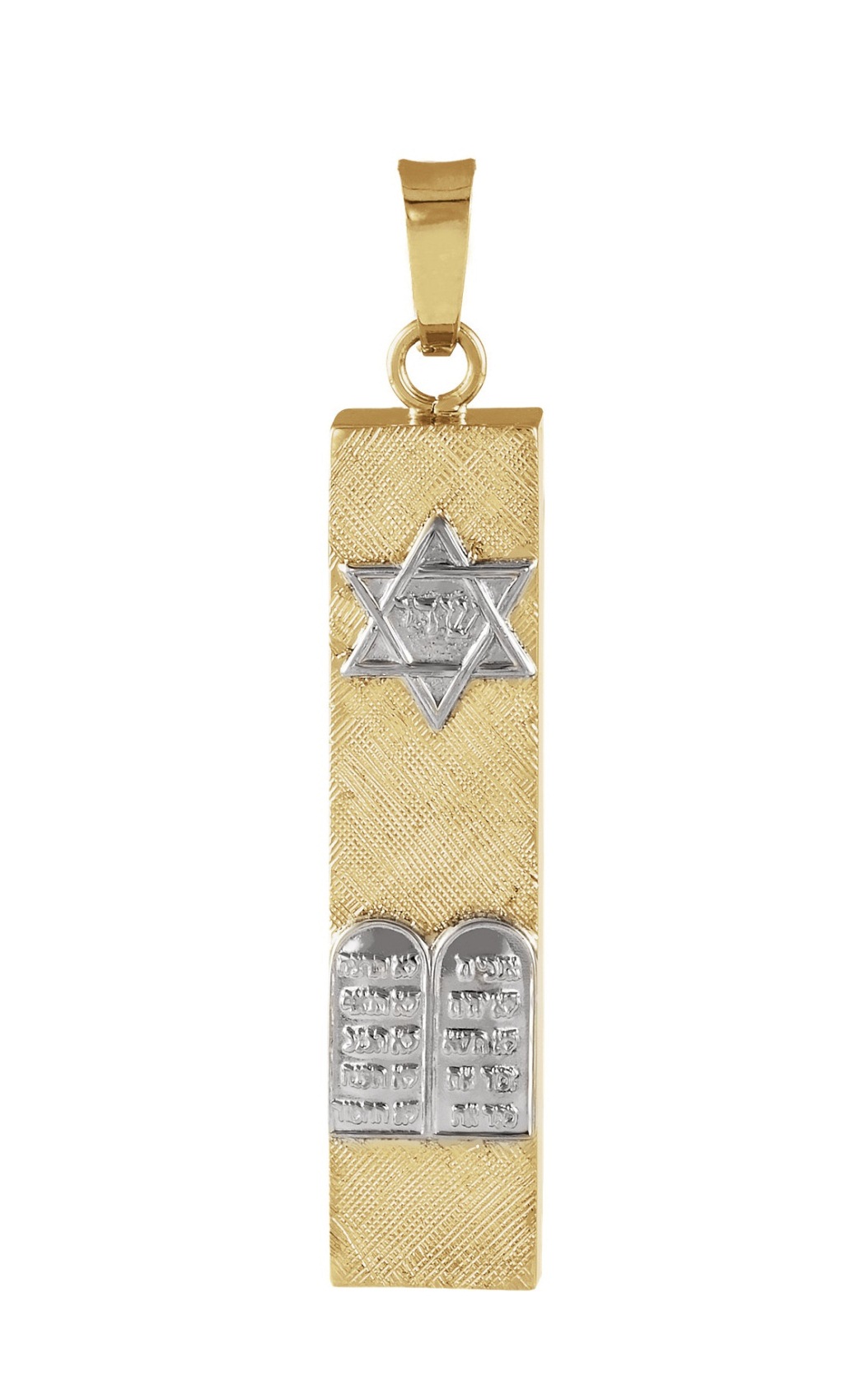 Mezuzah Pendant, 14k Yellow and White Gold