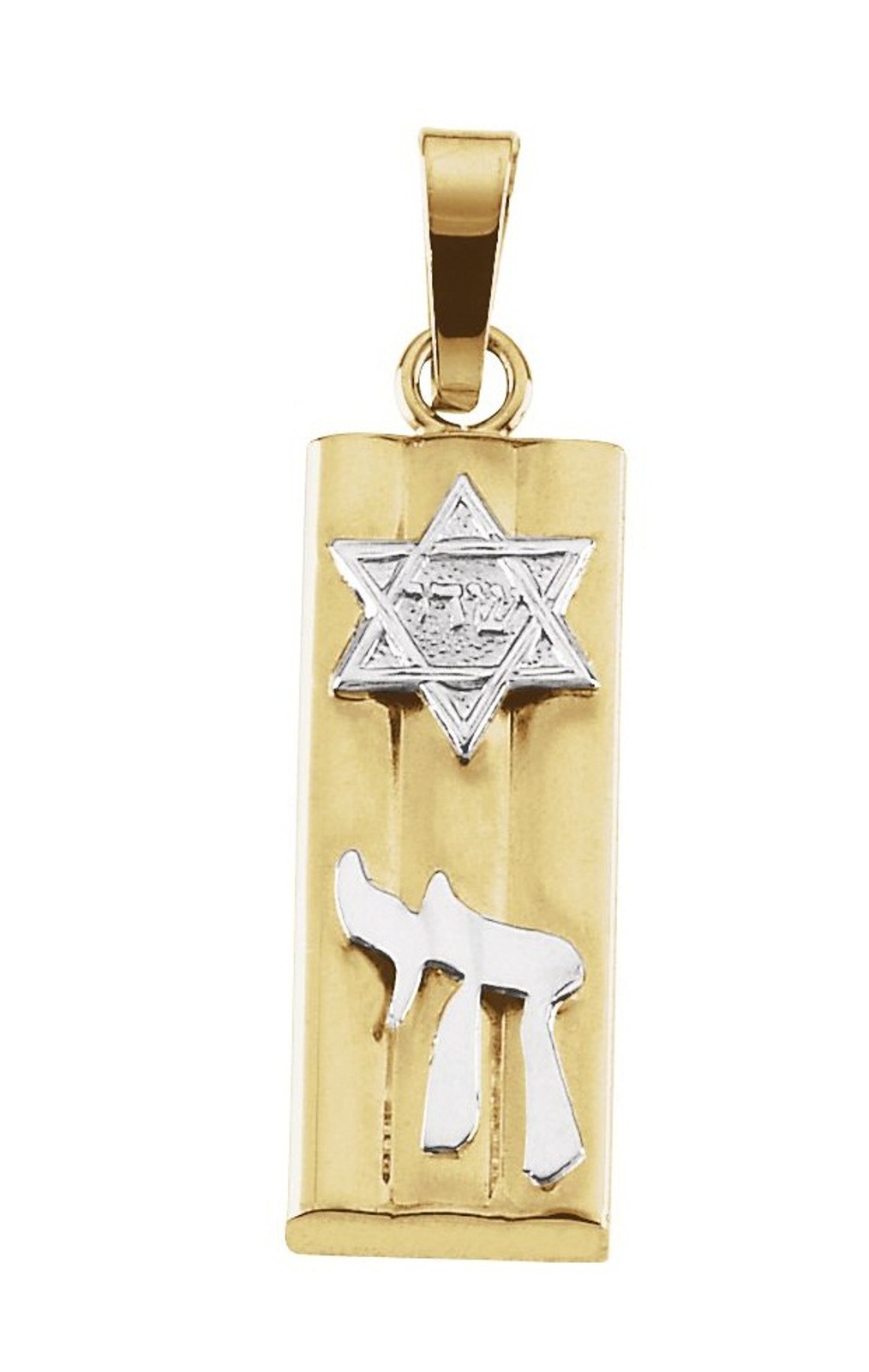 Mezuzah Pendant, 14k Yellow and White Gold