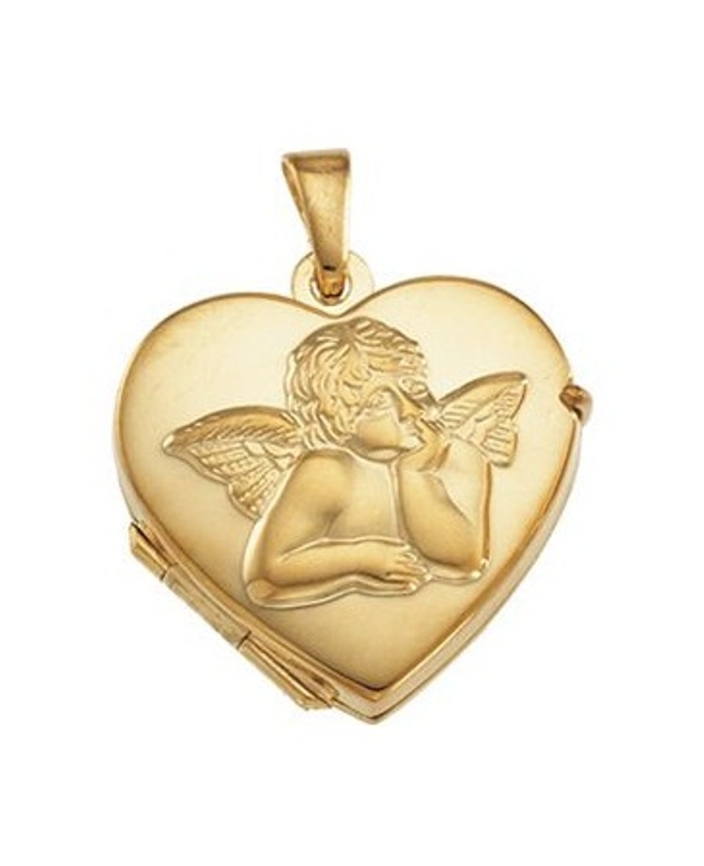 Cherub Heart Angel 14k Yellow Gold Locket