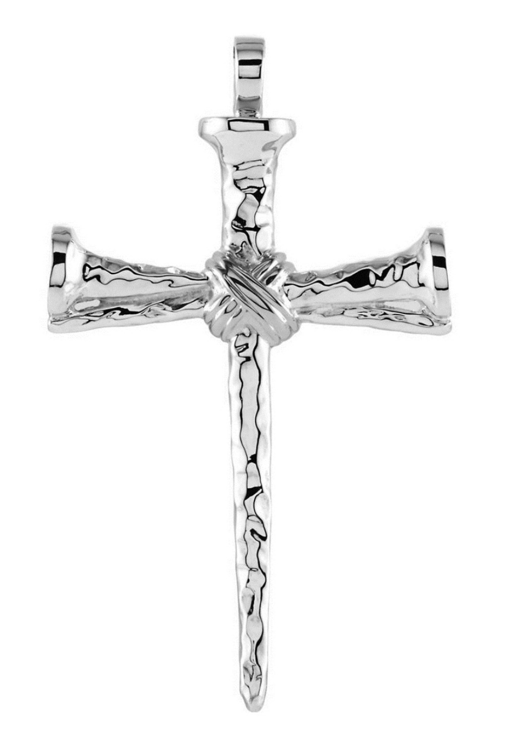  
Nail Cross Pendant, Rhodium-Plated 14k White Gold