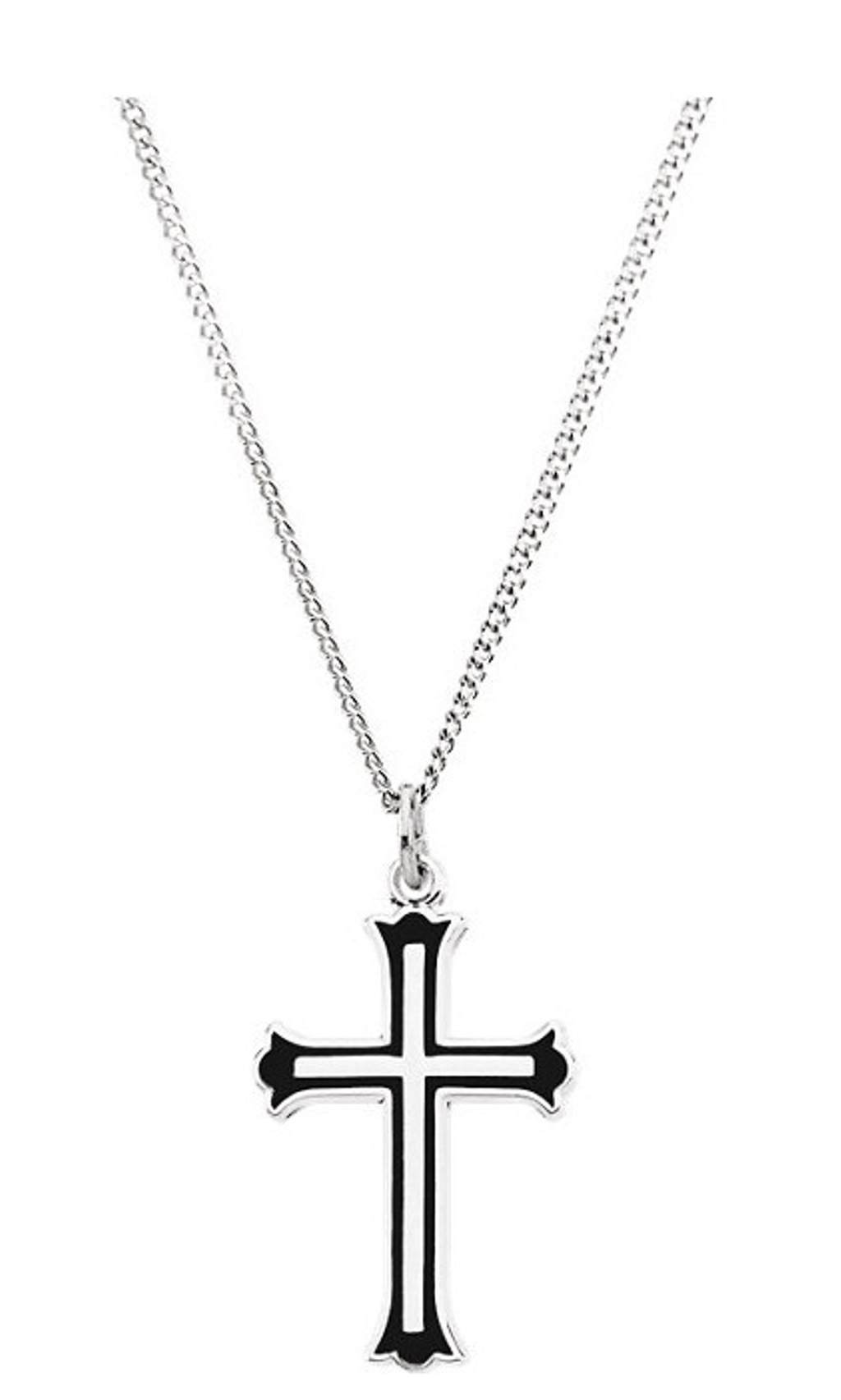  
Enameled Cross Necklace, Sterling Silver