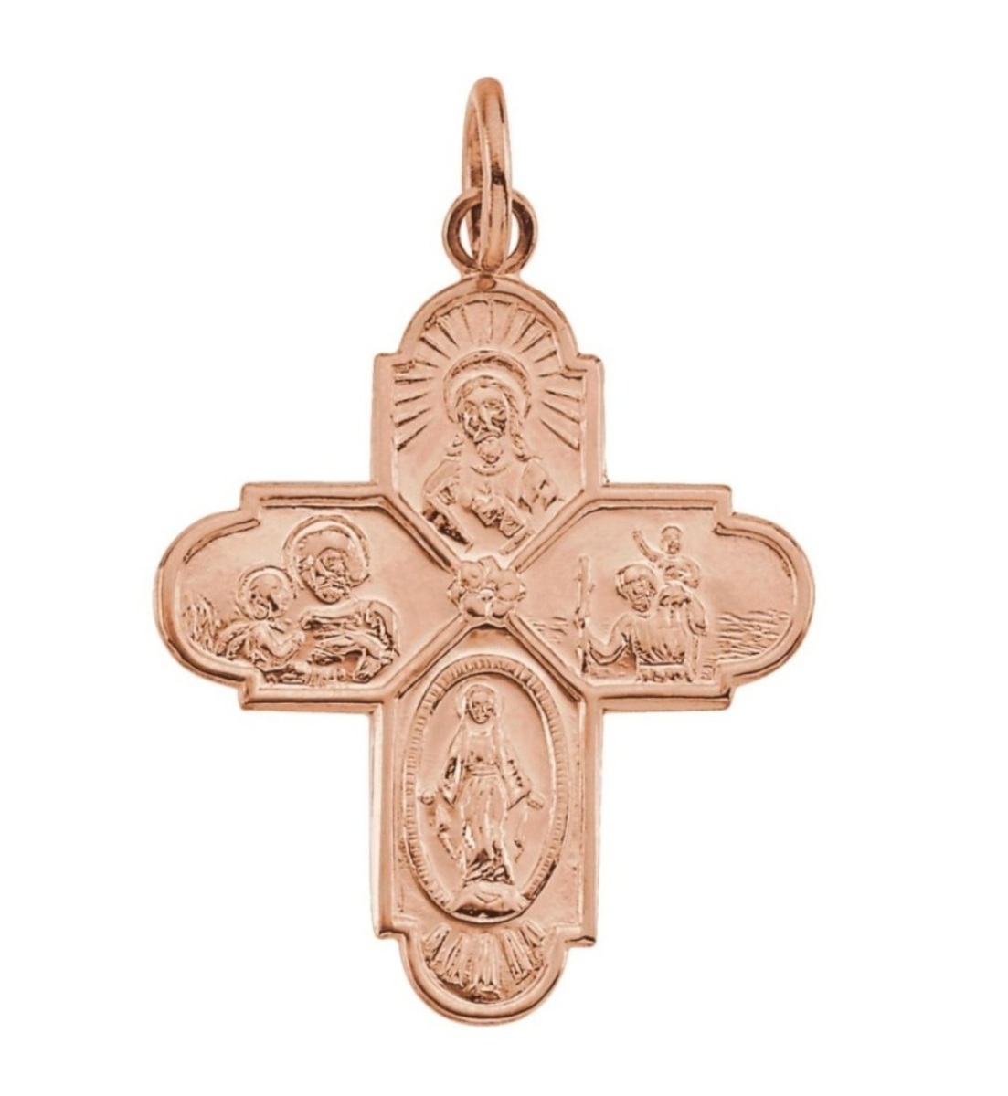 14k Rose Gold Four-Way Cross Medal (24.5x21.5 MM)