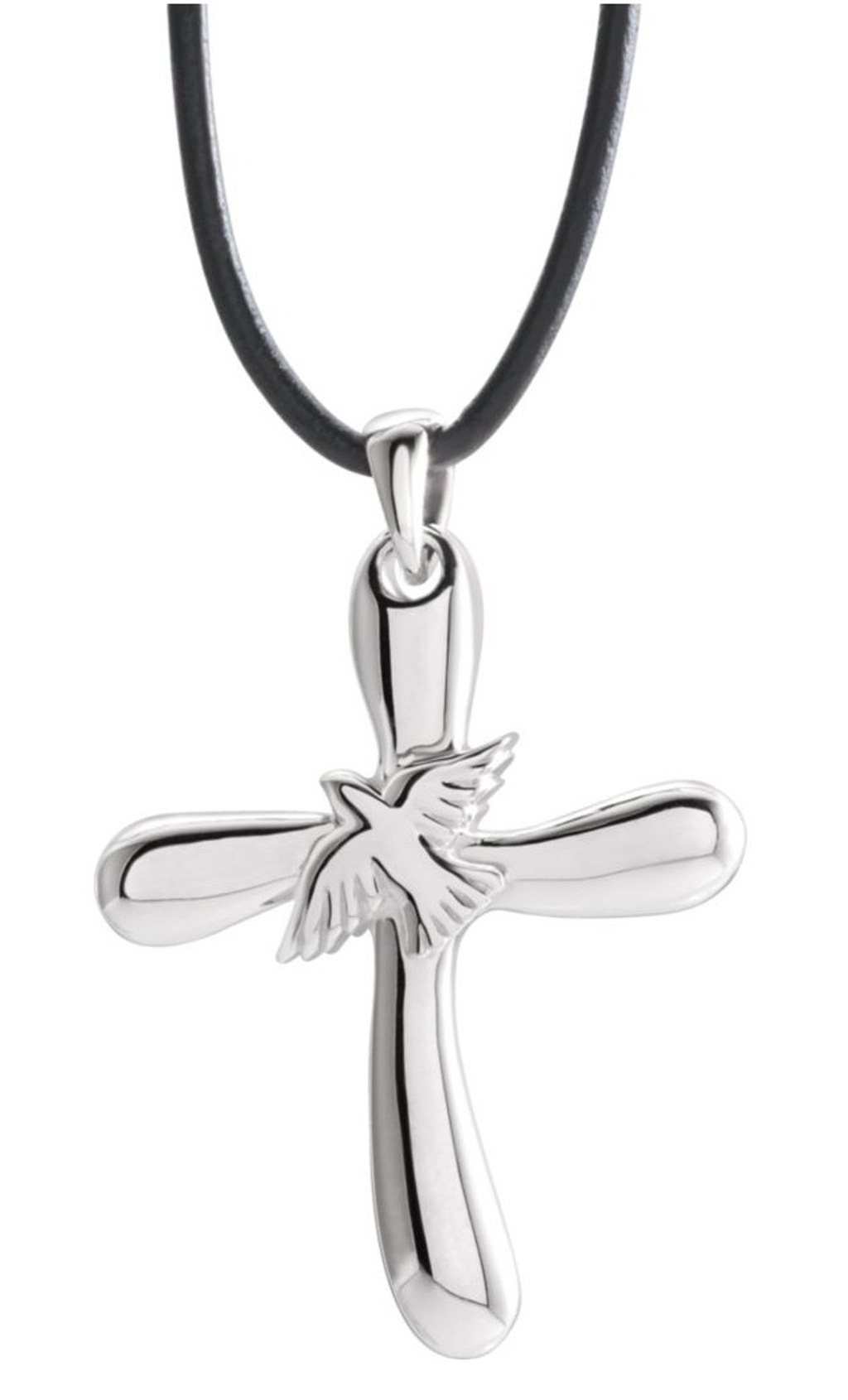  
Cross with Dove Pendant Necklace, Sterling Silver