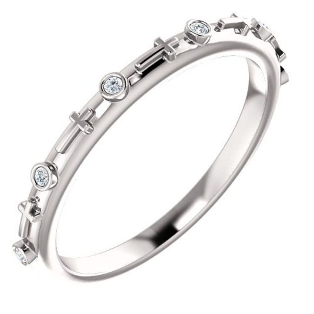 Diamond Cross Ring, 14K White Gold