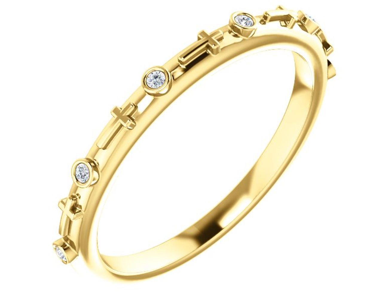 Diamond Cross Ring, 14K Yellow Gold