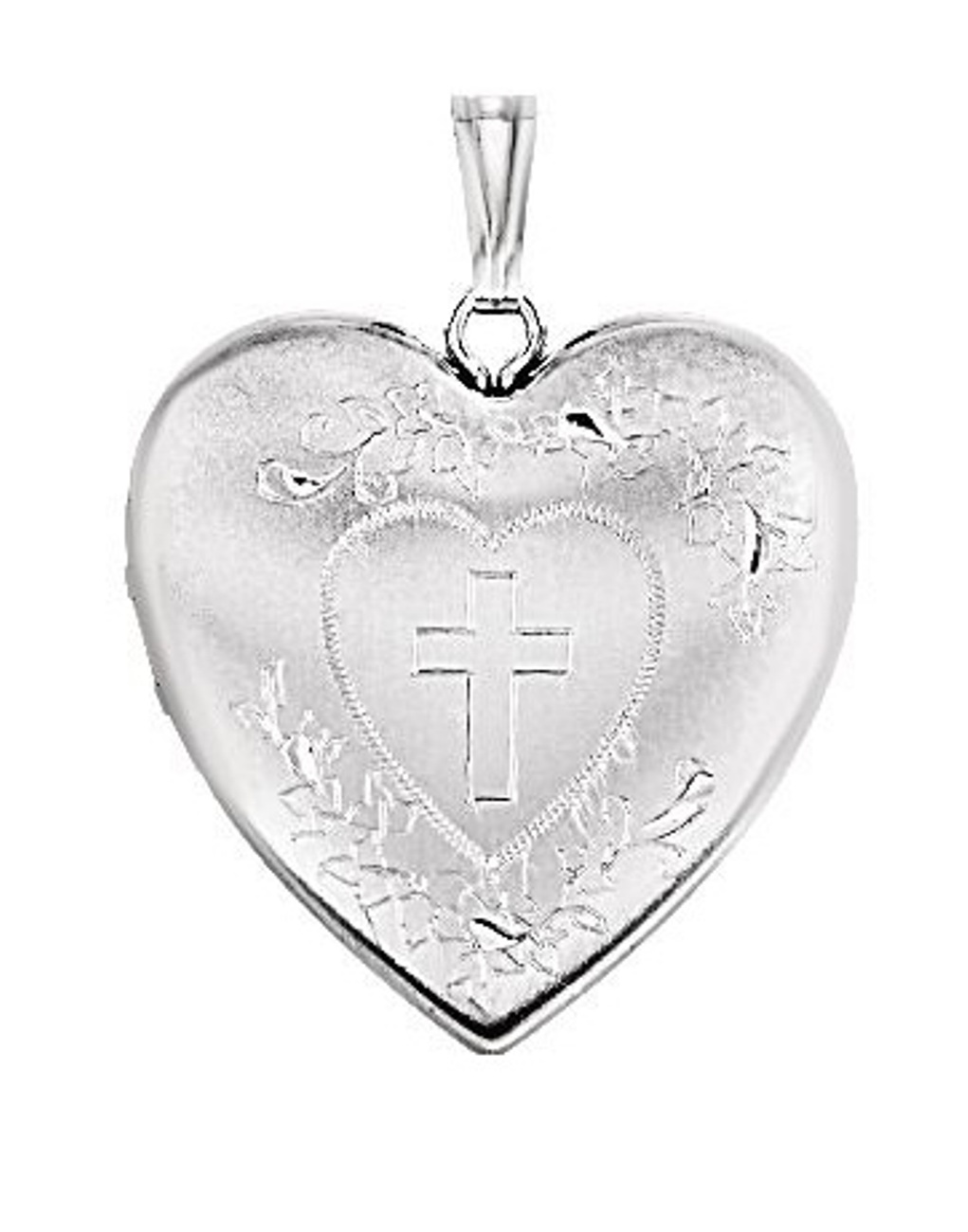 Inlaid Heart with Cross Sterling Silver Locket