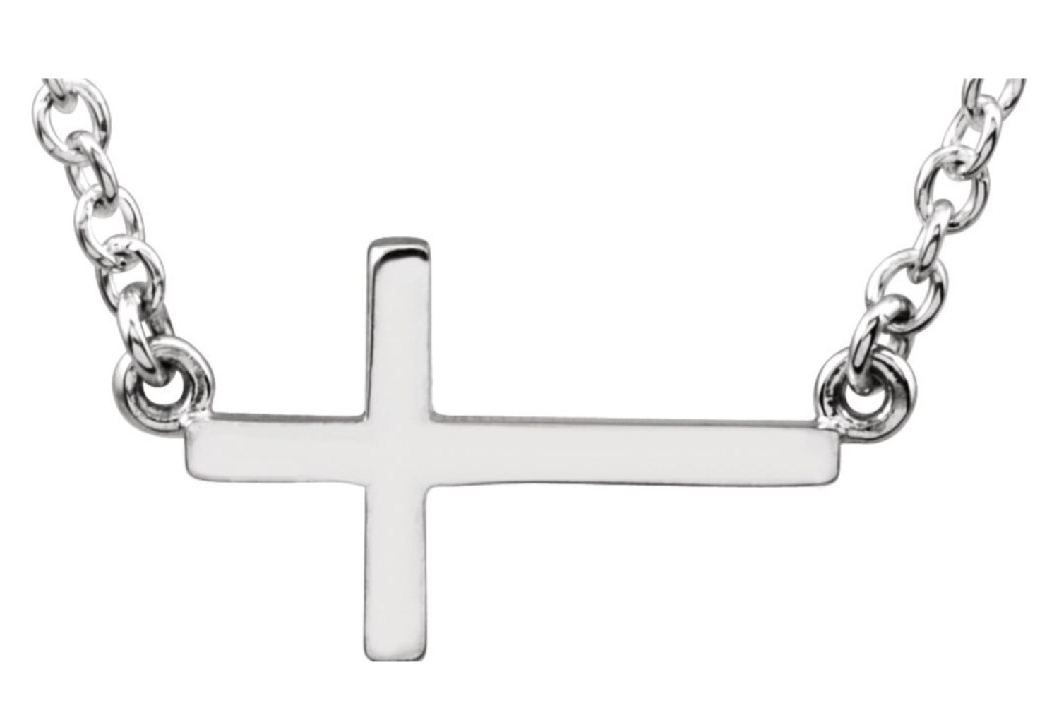  
Sideway Cross Necklace, 14k White Gold