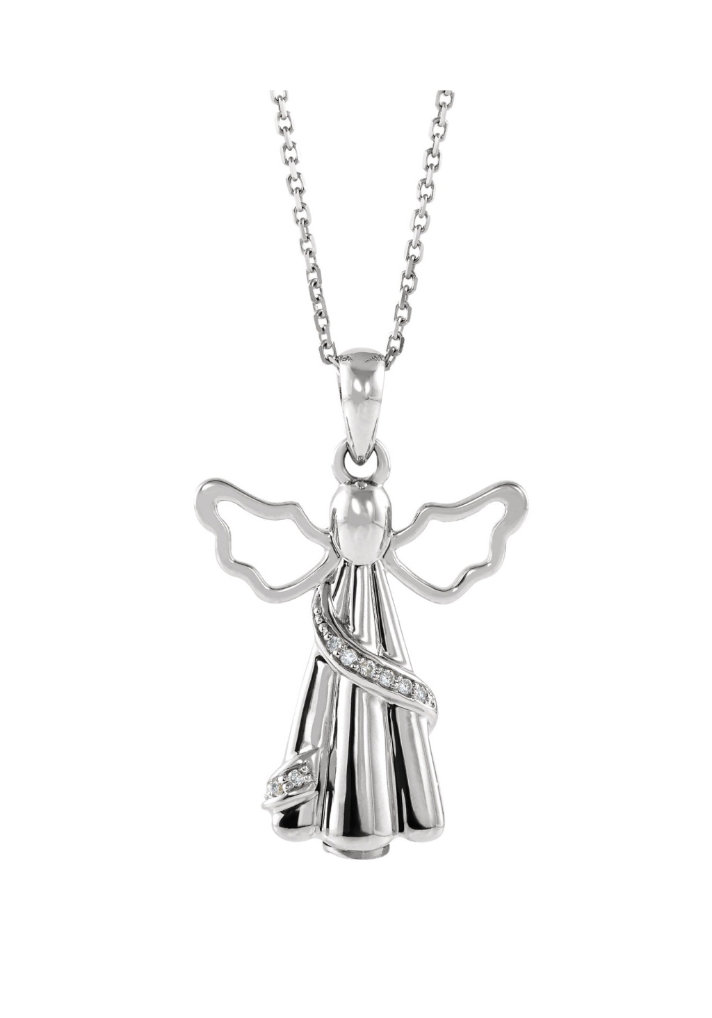 Diamond Angel Ash Holder Necklace, 10K White Gold