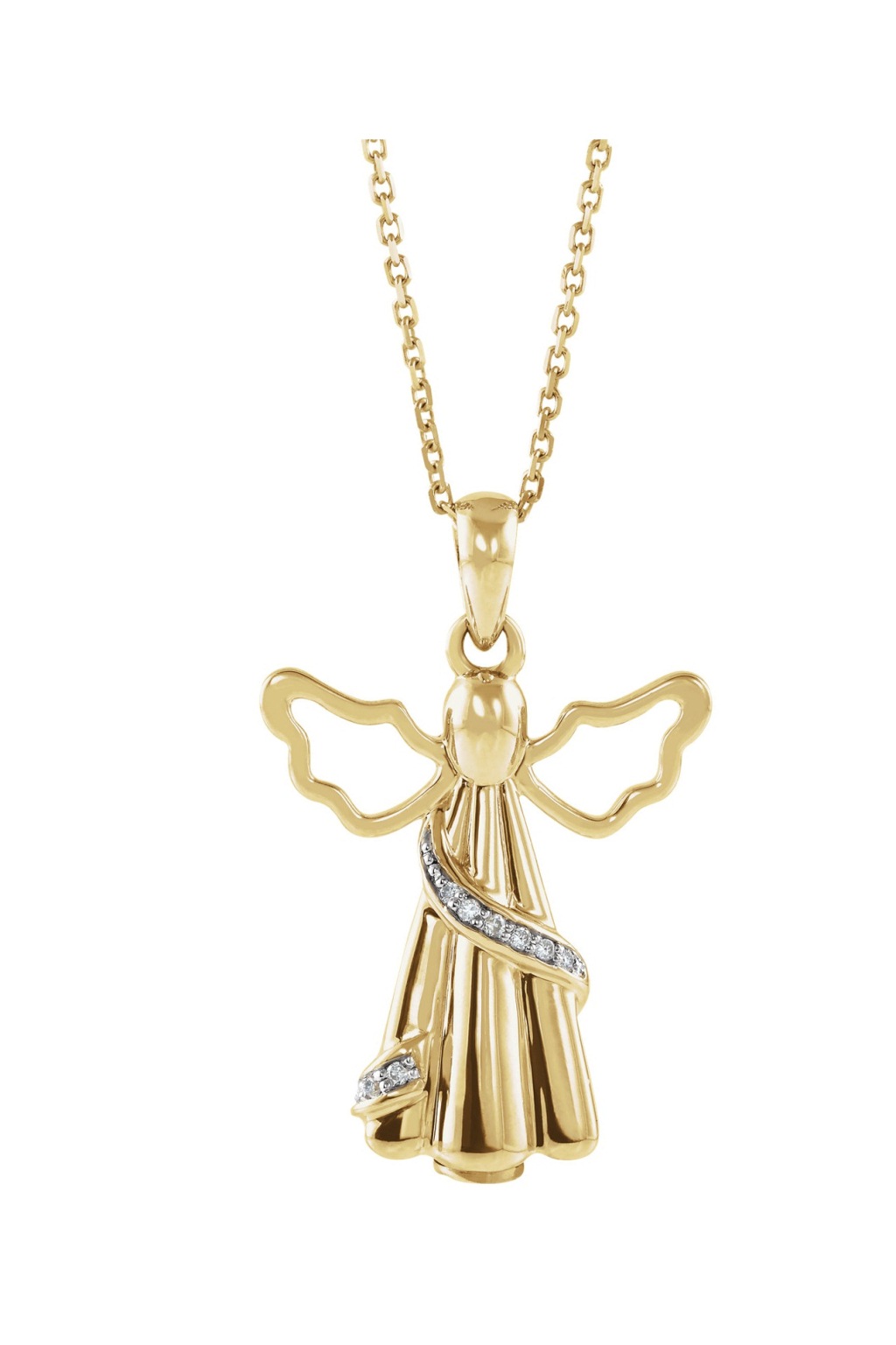 Diamond Angel Ash Holder Necklace, 10K Yellow Gold