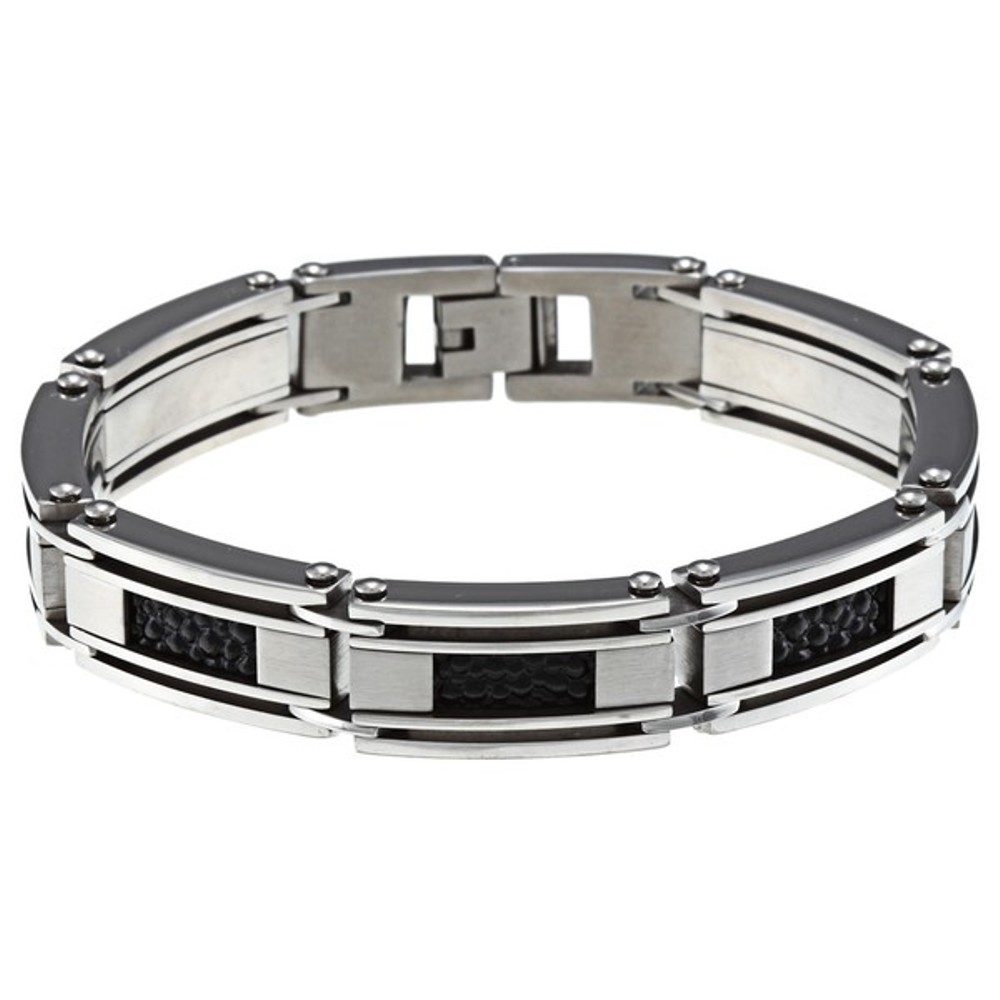 Men's Stainless Steel & Leather Bracelet