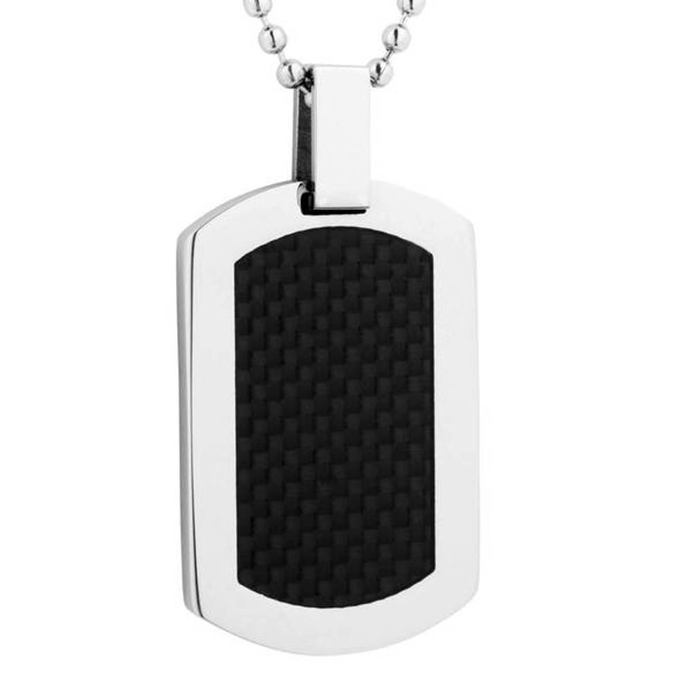  Men's Stainless Steel and Carbon Fiber Dog Tag