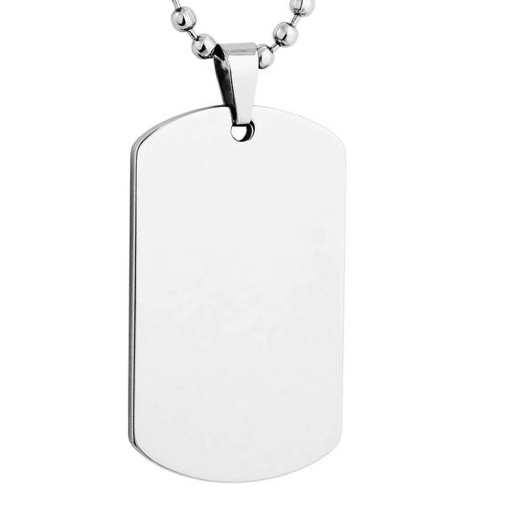  Men's Engraveable Dog Tag Pendant Necklace, Stainless Steel