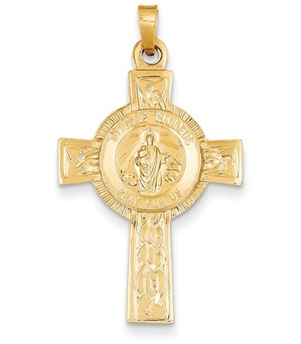 14k Cross with St. Jude Medal Pendant