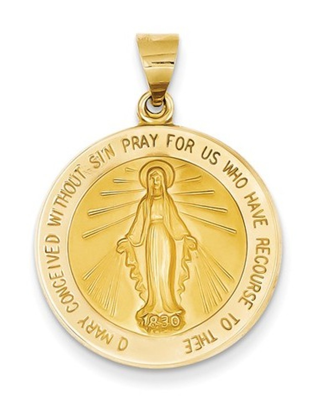 14k Yellow Gold Miraculous Medal Pendant (31X22MM)