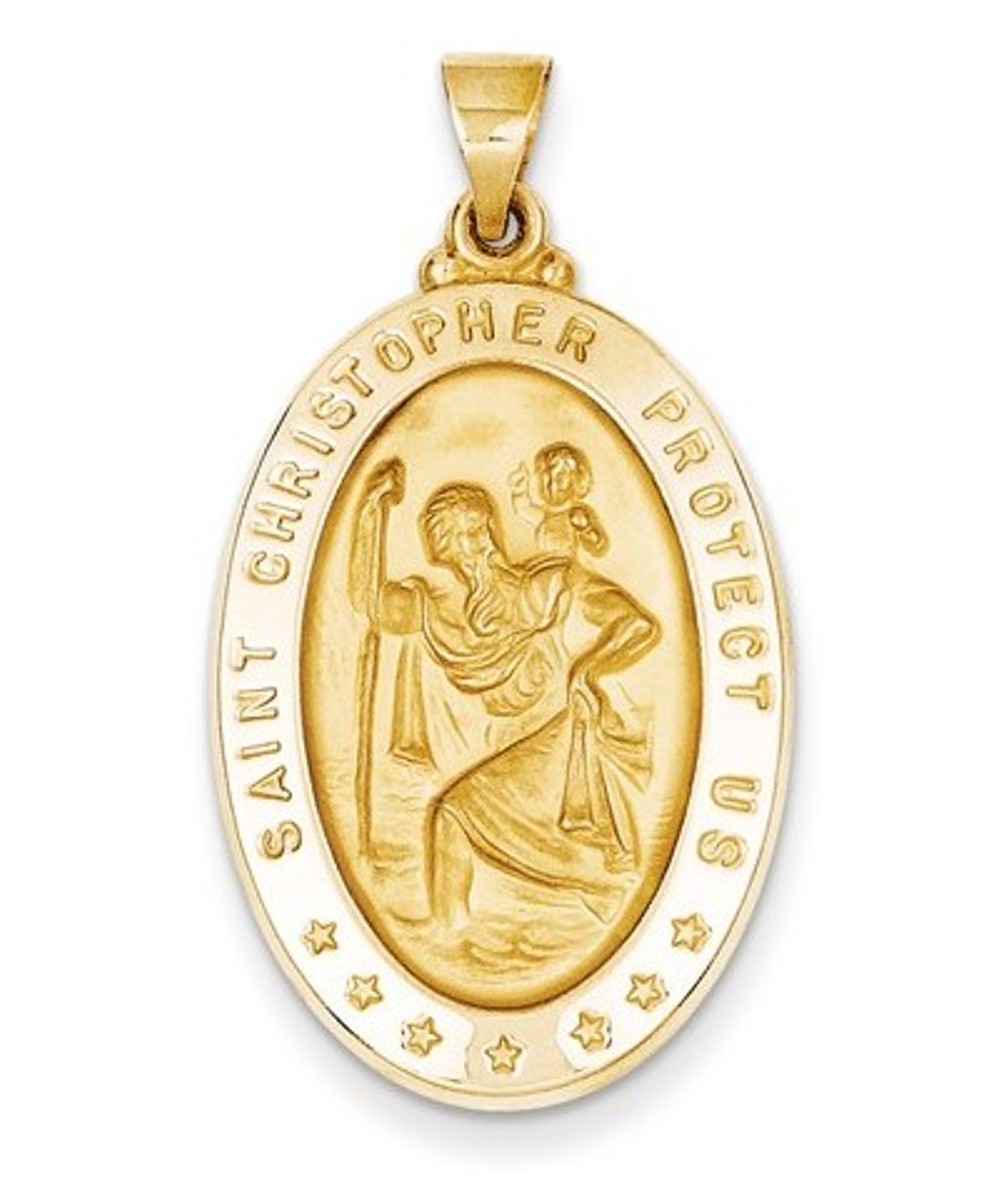 14k Yellow Gold Saint Christopher Medal Pendant (39X21MM)