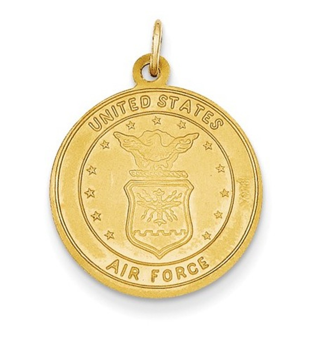 14k Yellow Gold US Air Force Saint Christopher Medal Pendant