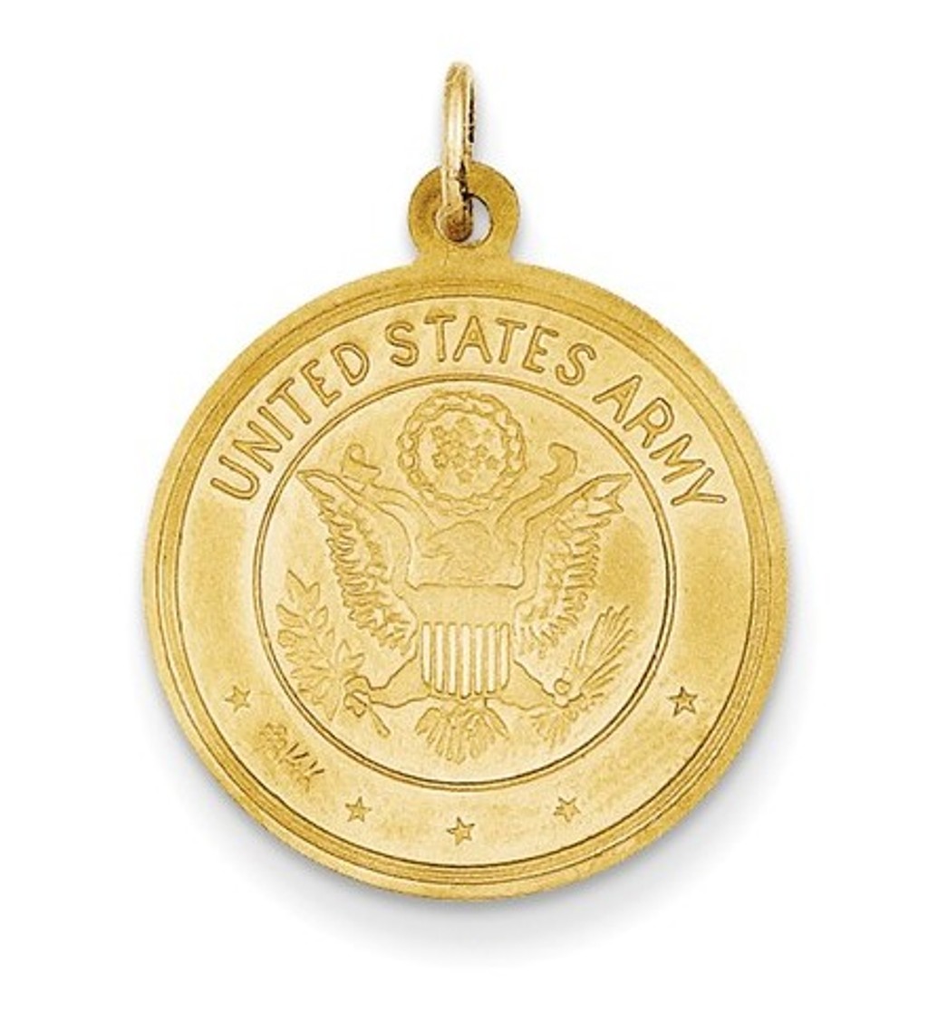 14k Yellow Gold US Army Saint Christopher Medal Pendant