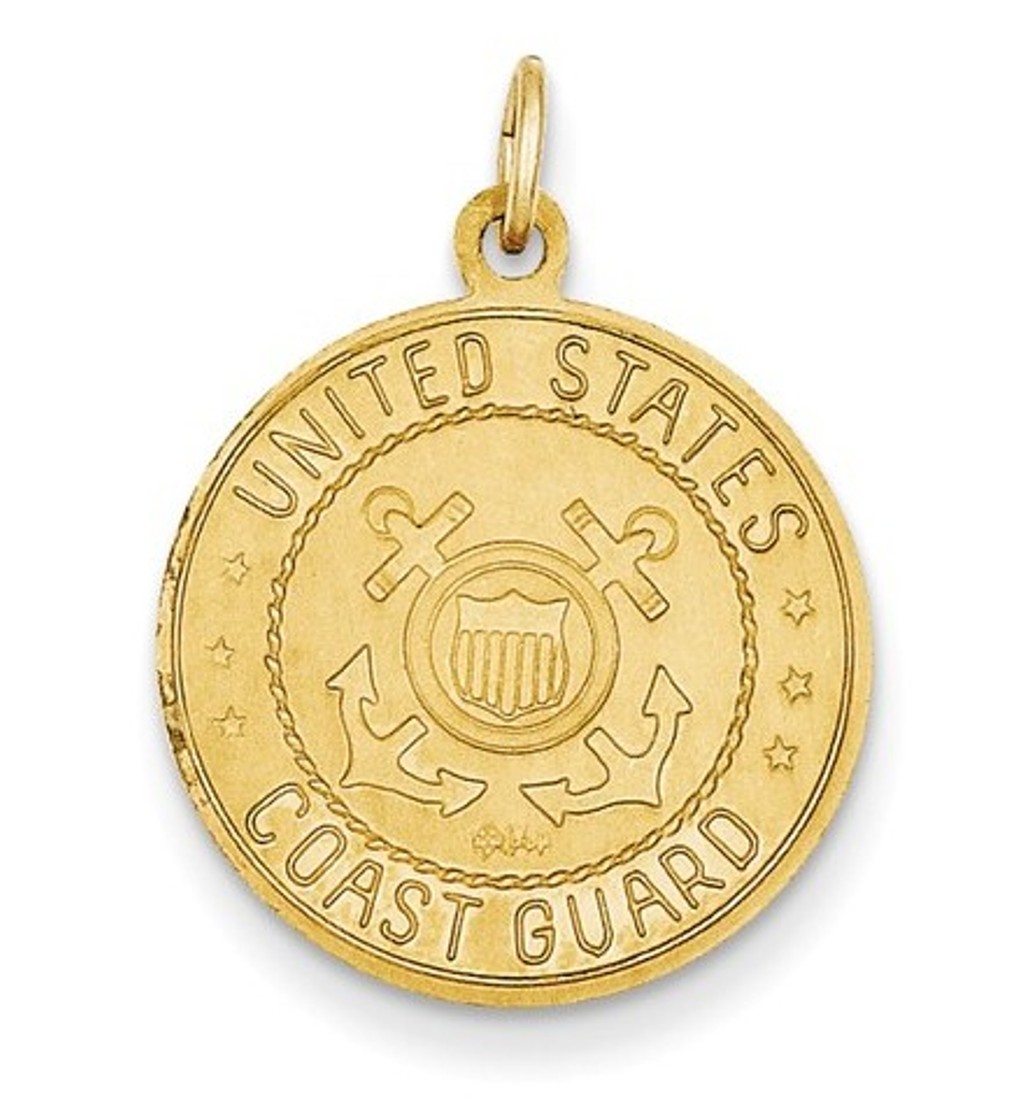 14k Yellow Gold US Coast Guard Saint Christopher Medal Pendant