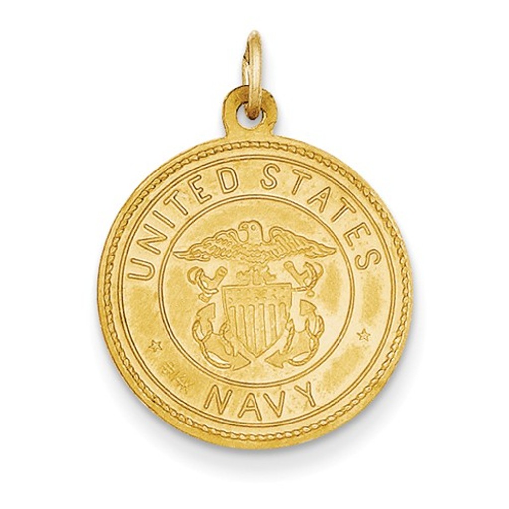 14k Yellow Gold US Navy Saint Christopher Medal Pendant