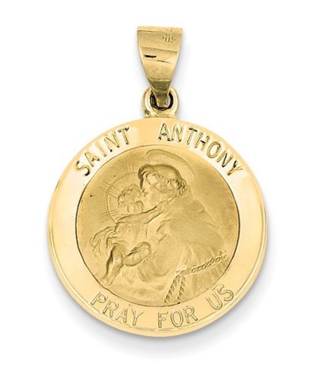 14k Yellow Gold Saint Anthony Medal Pendant (27X19MM)
 img title=REL146