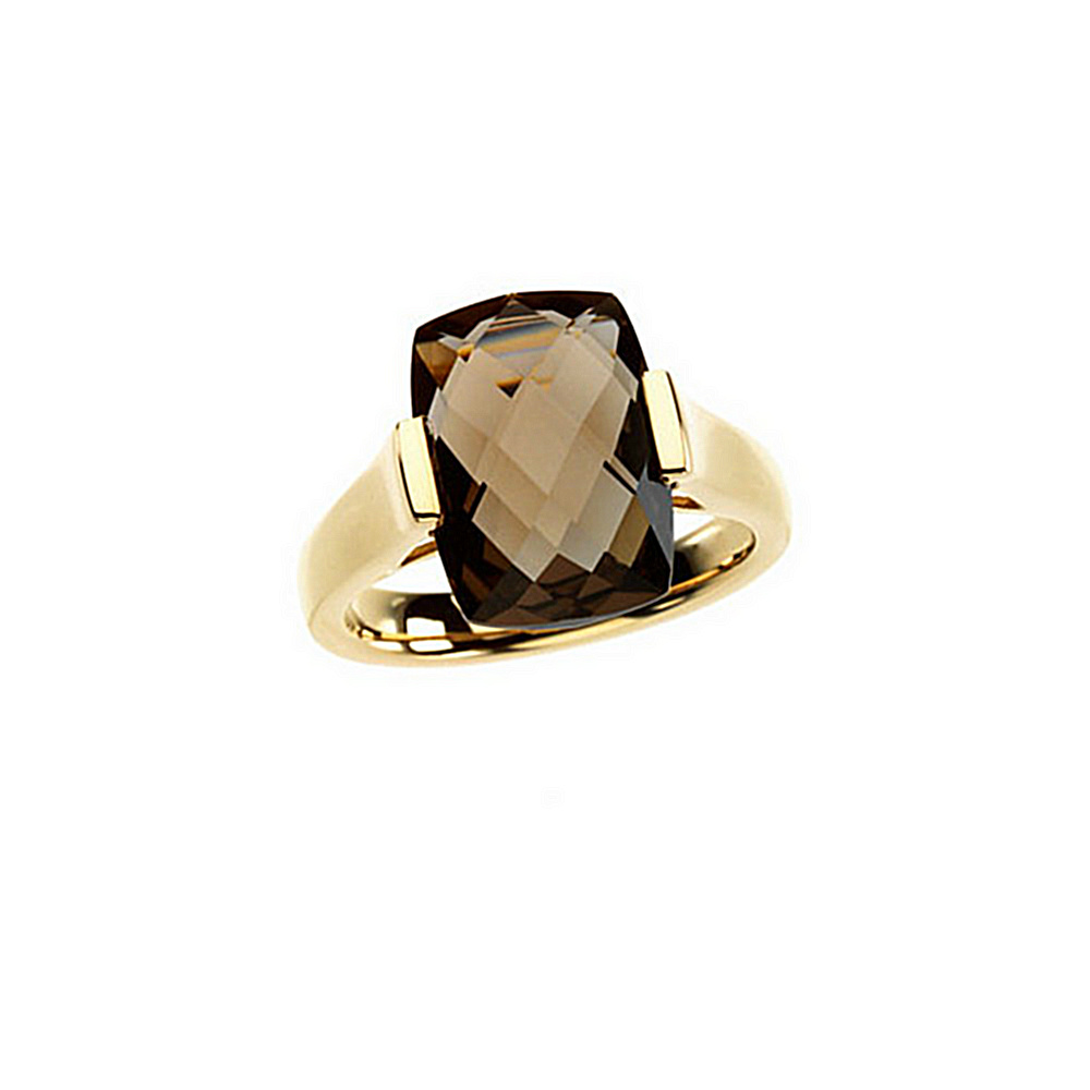 Smoky Quartz Ring, 14k Yellow Gold, Size 7. 