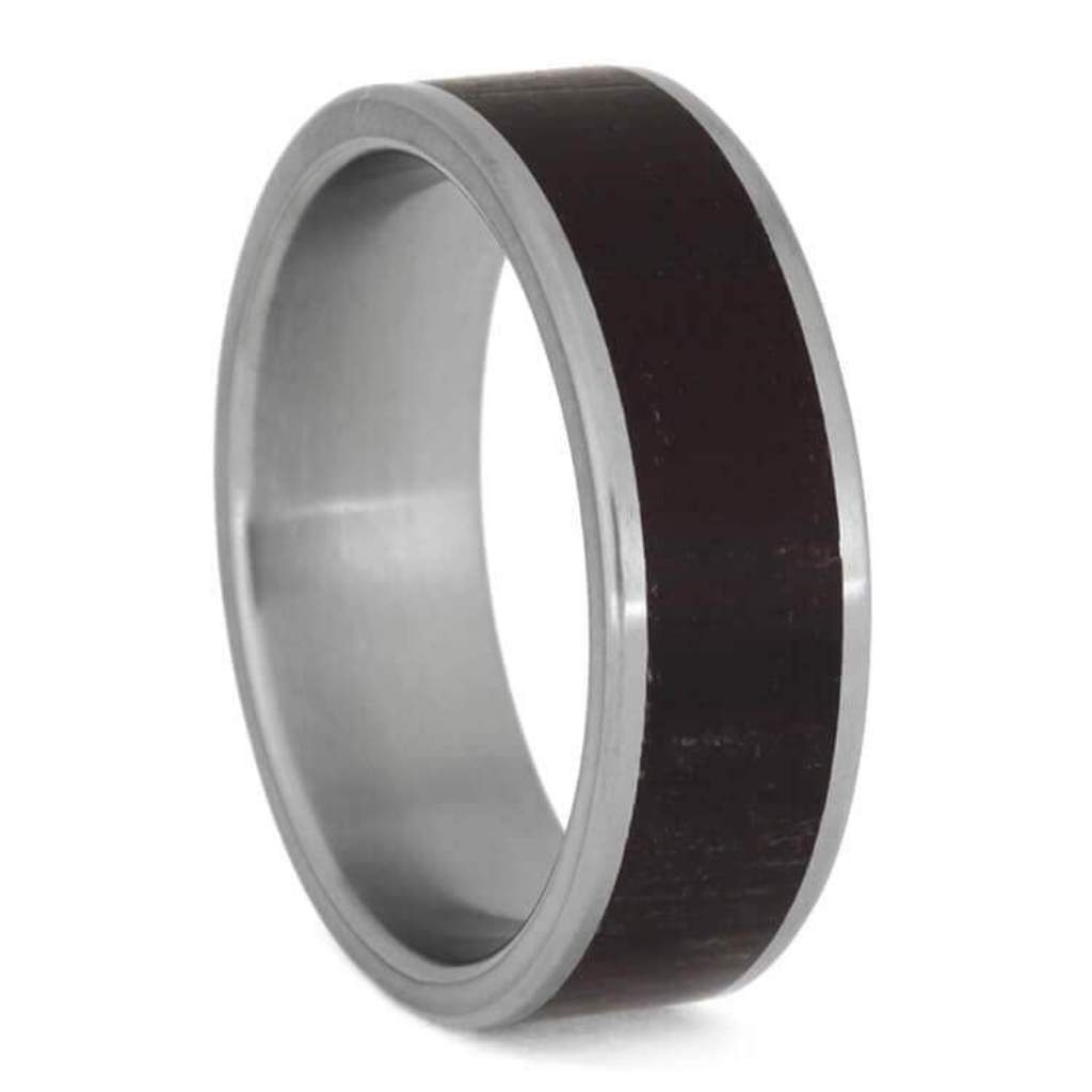 Petrified Wood 8mm Matte Titanium Comfort-Fit Wedding Band