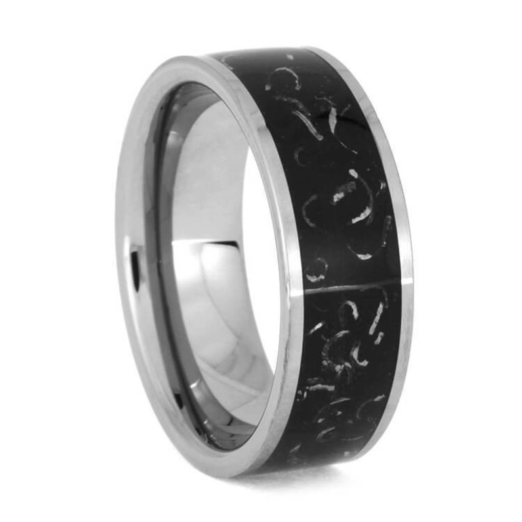 Black Stardust Ring With Polished Tungsten