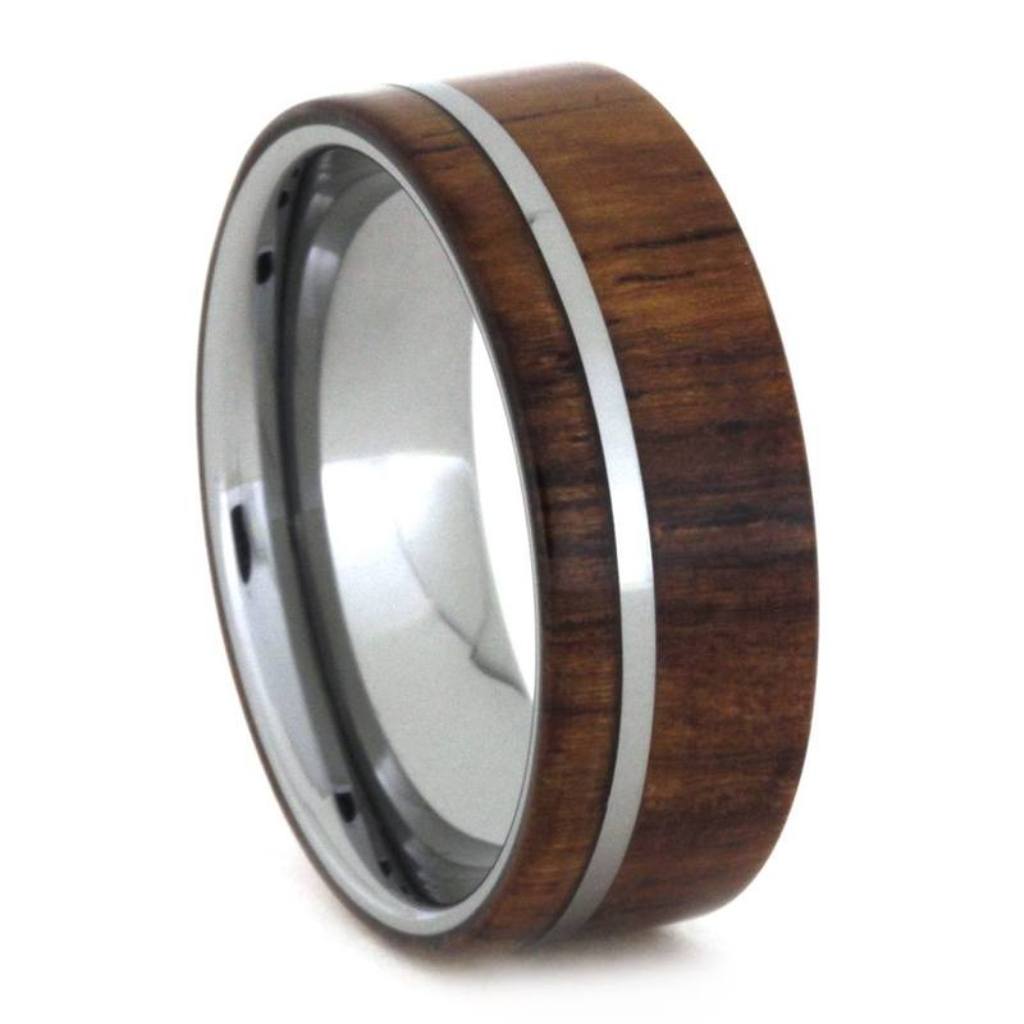 Tungsten Wedding Band With Honduran Rosewood