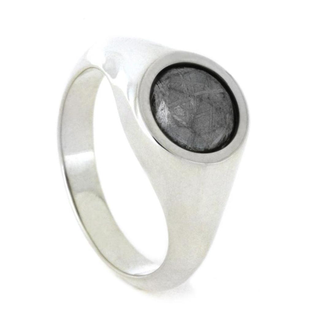 Silver Signet Ring With Meteorite