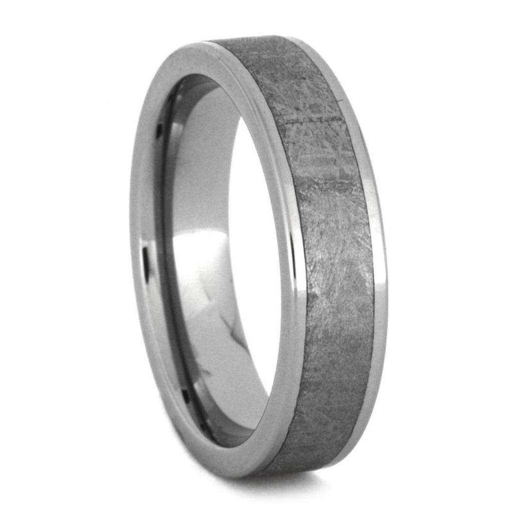 Tungsten Ring With Meteorite Inlay