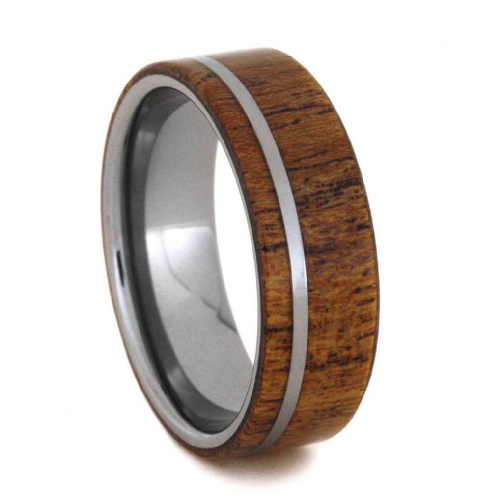 Nature Inspired Wood Ring, Tungsten Wedding Band With Mango Wood