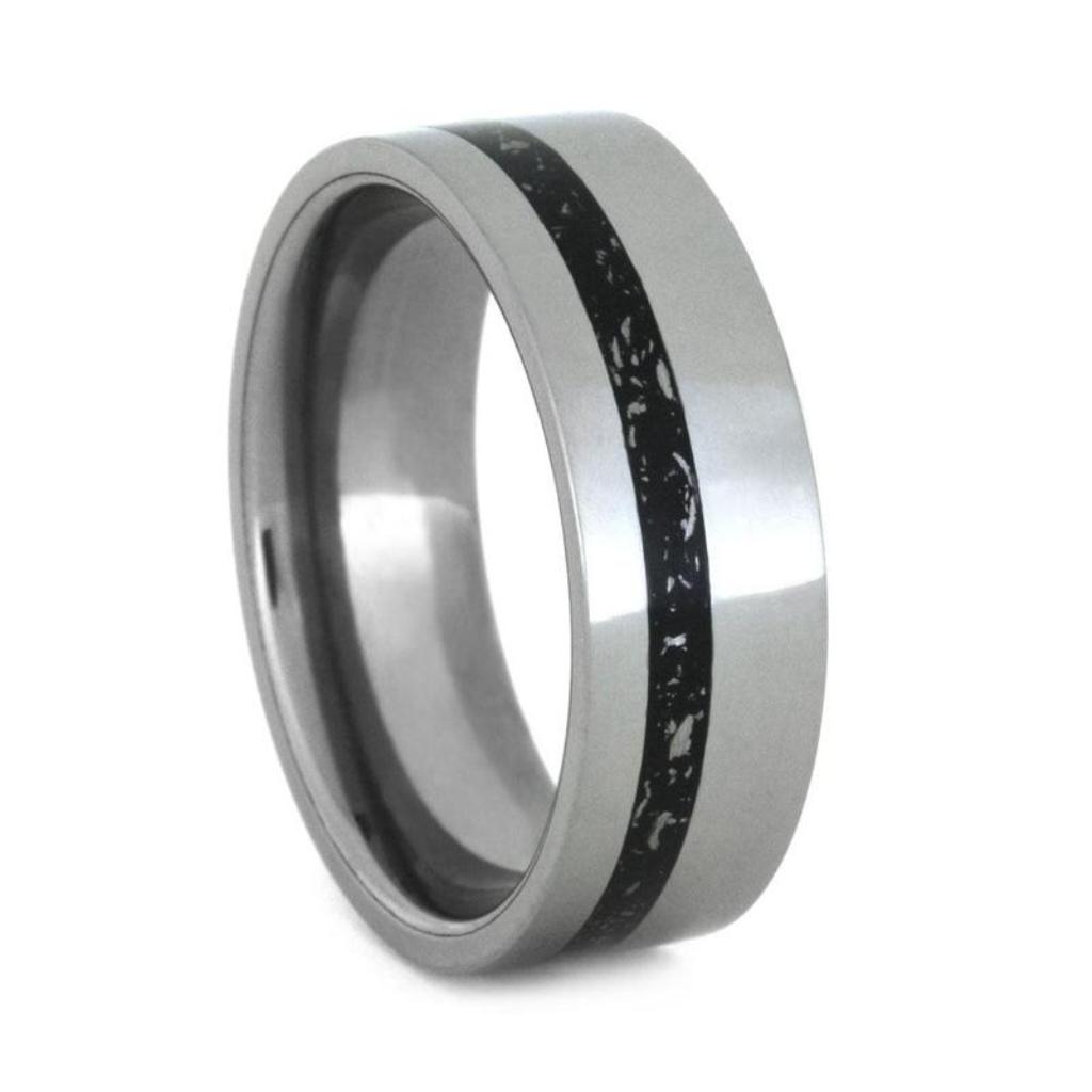 Black Stardust Wedding Band Made In Tungsten