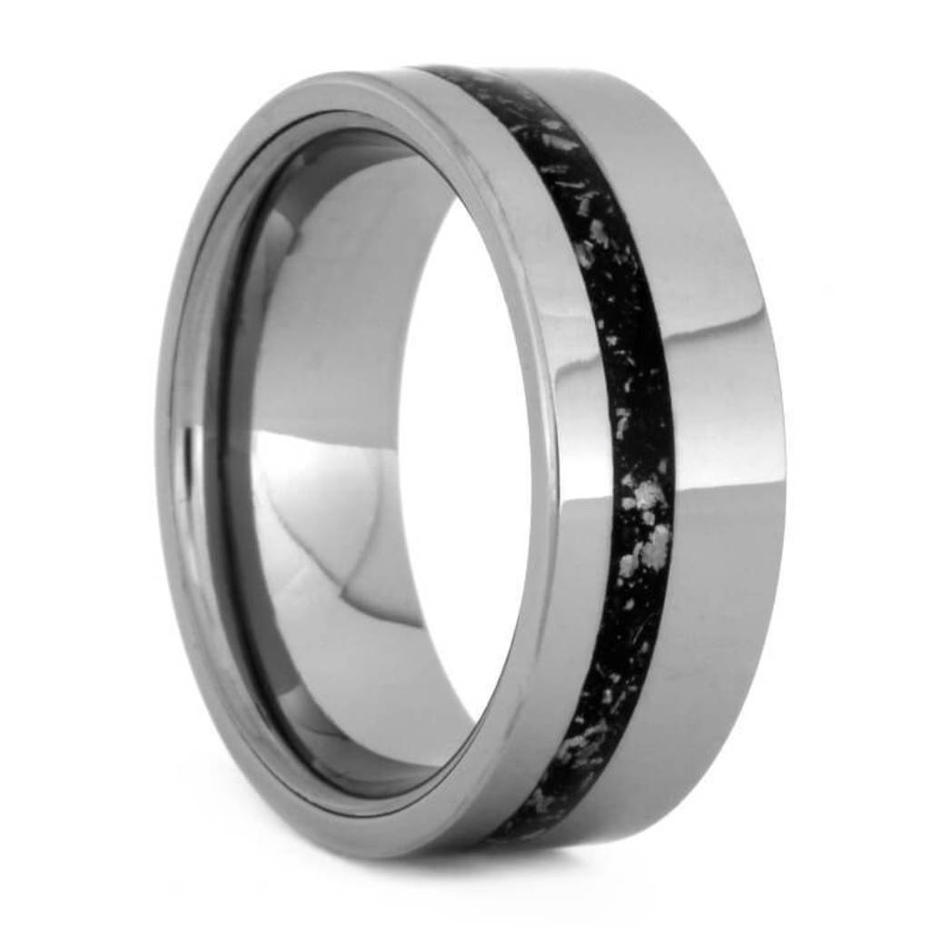 Tungsten And Black Stardust Wedding Band