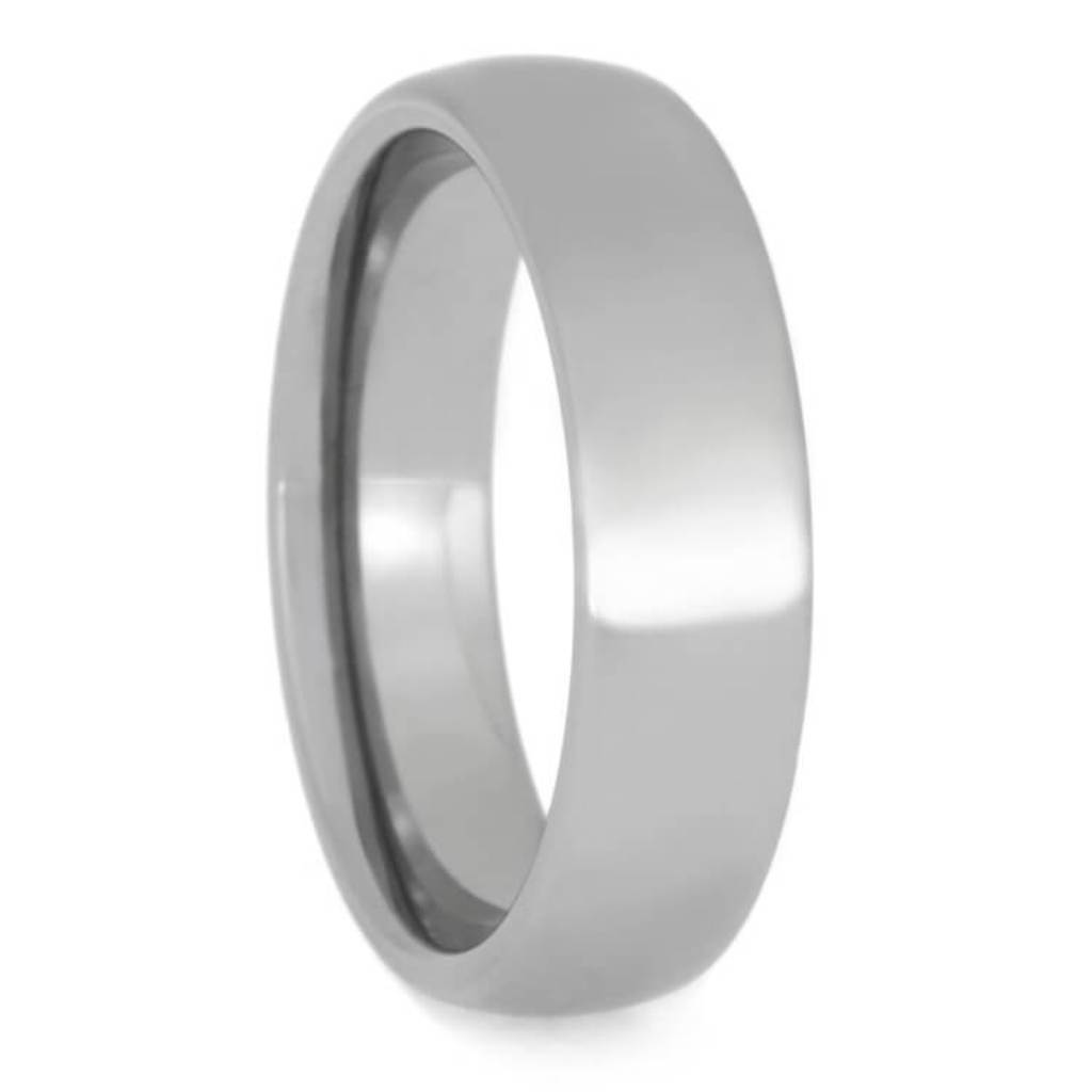 Mens Tungsten Wedding Band With Polished Finish