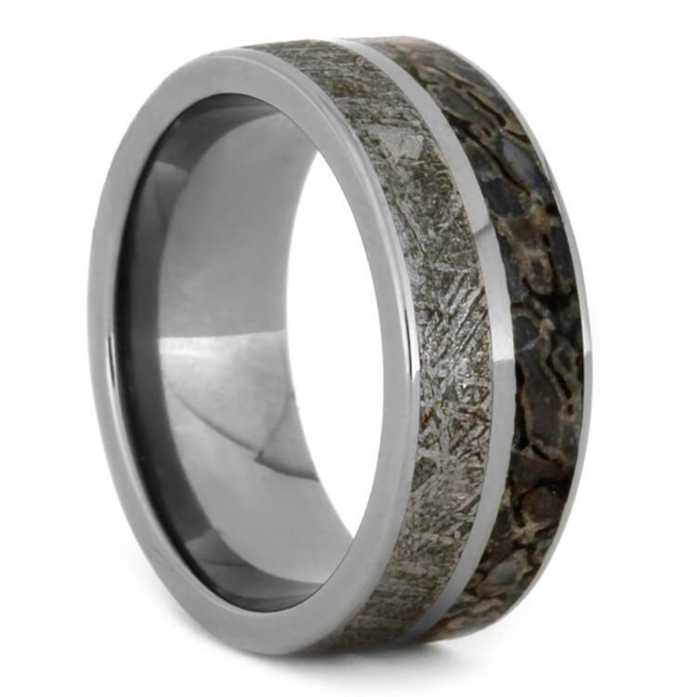 Dinosaur Bone Gibeon Meteorite 8mm Matte Titanium Comfort-Fit Wedding Band